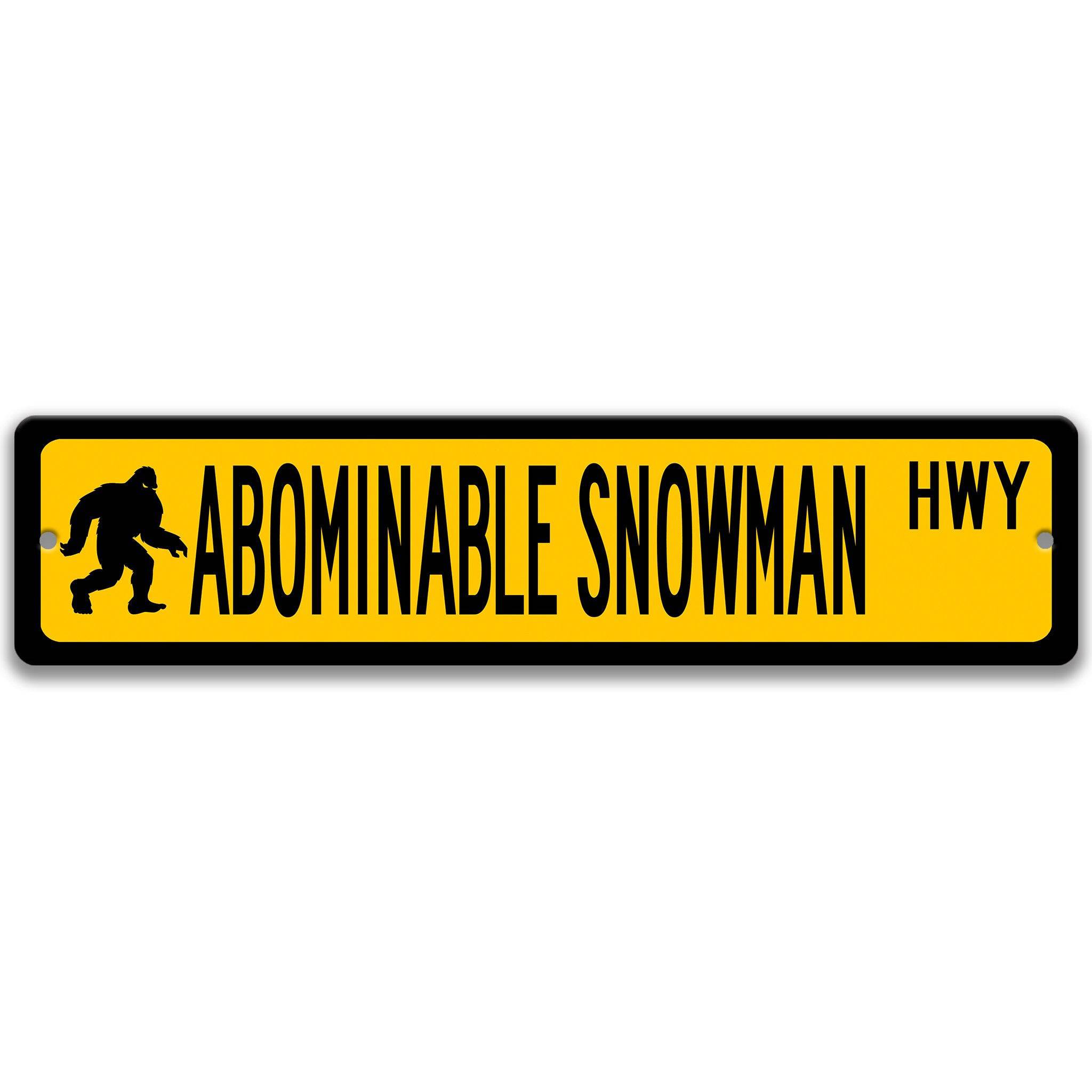 Abominable Snowman with Silhouette Metal Street Sign