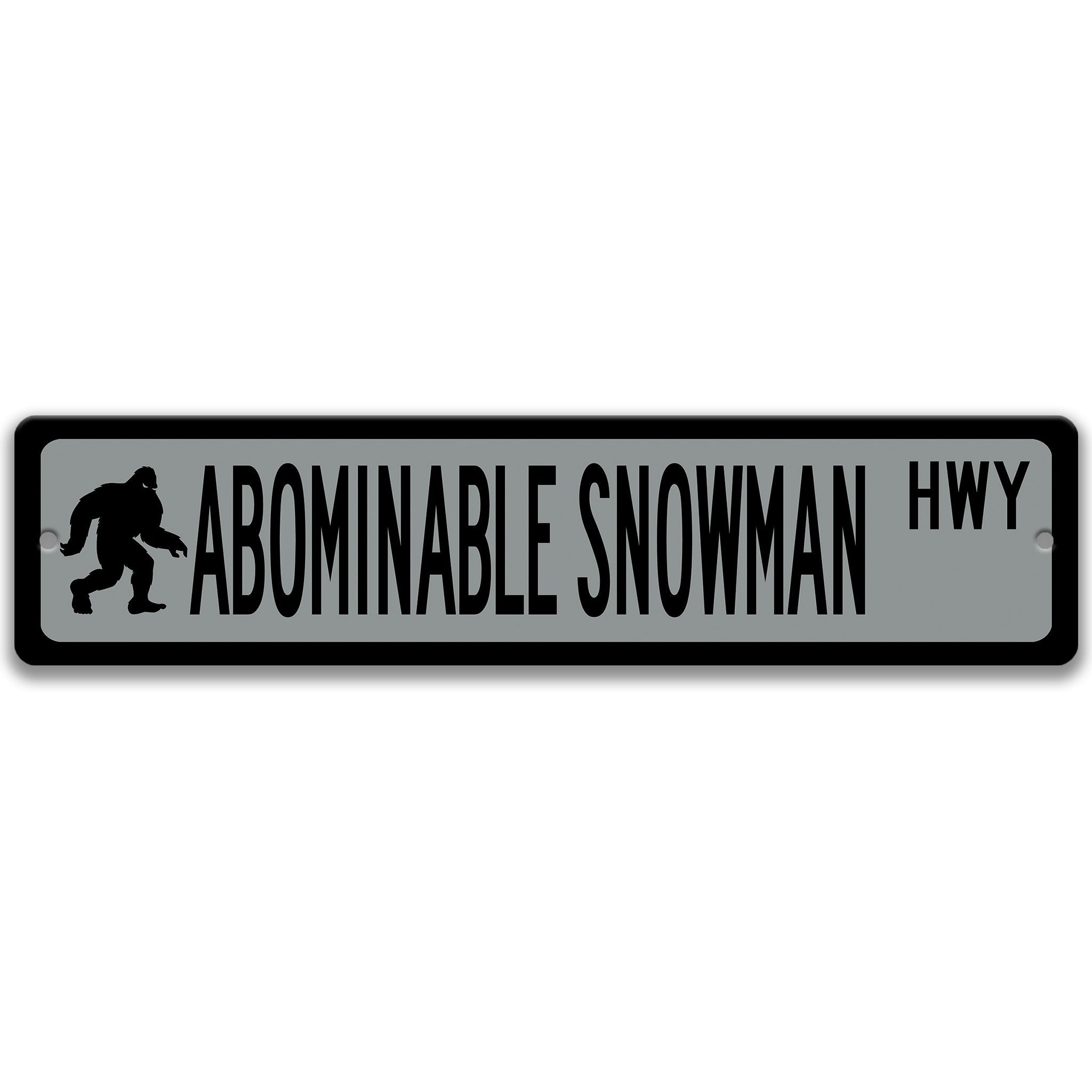 Abominable Snowman with Silhouette Metal Street Sign