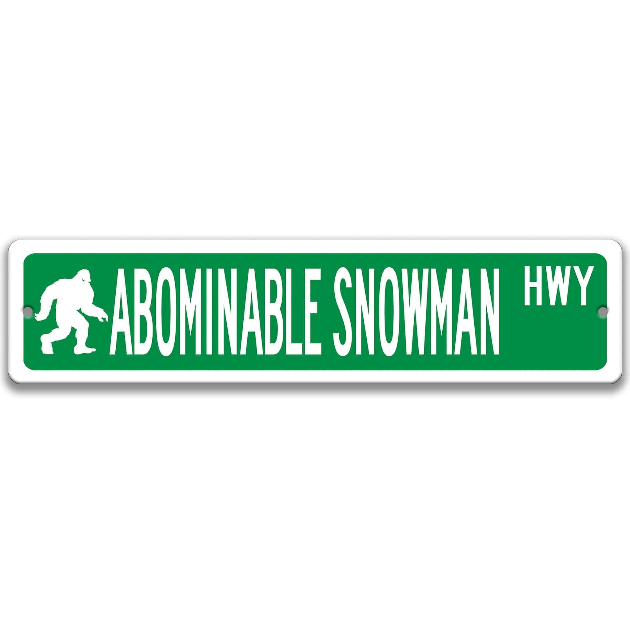 Abominable Snowman with Silhouette Metal Street Sign