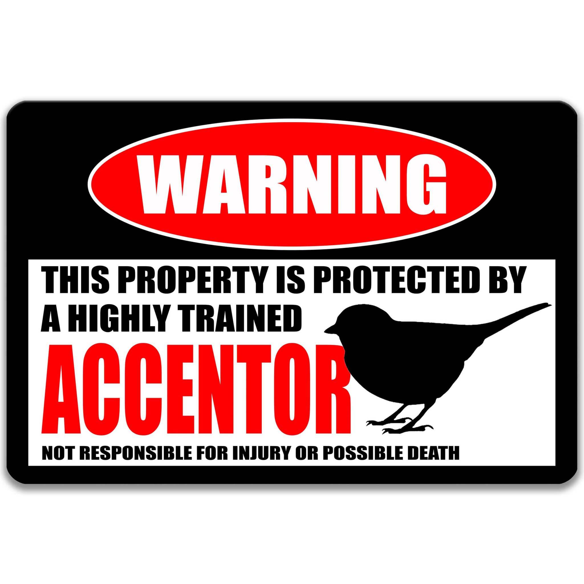 Accentor Warning Sign - Funny Bird Decor - Birdwatcher Gift