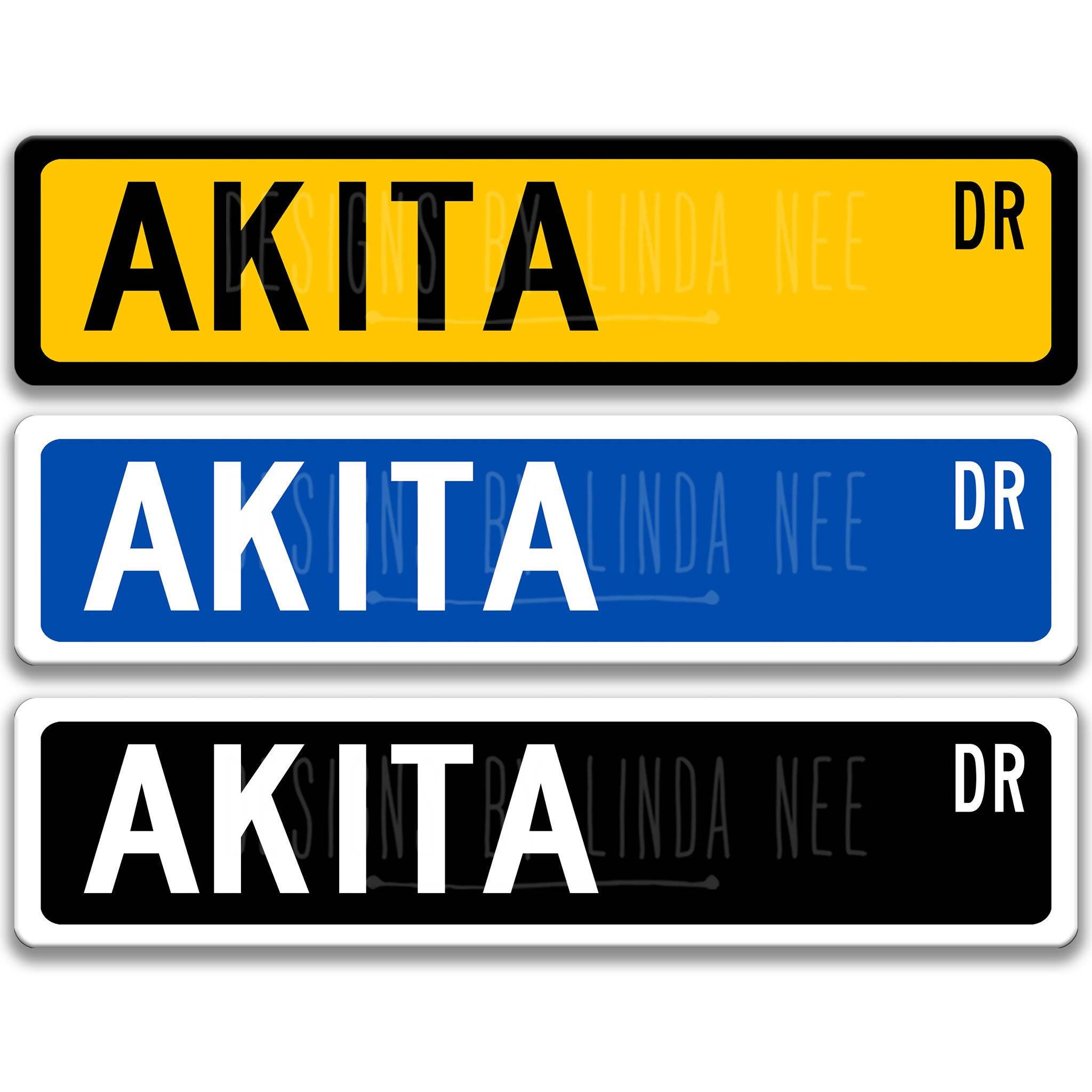 Akita Dog Metal Street Sign