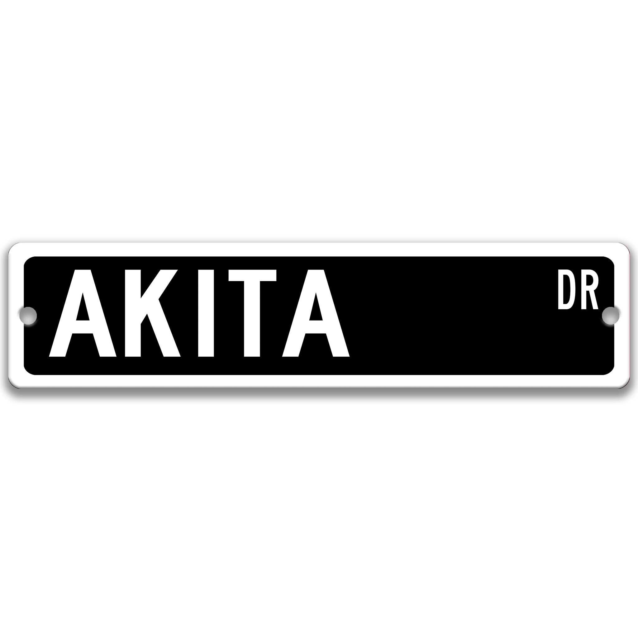 Akita Dog Metal Street Sign