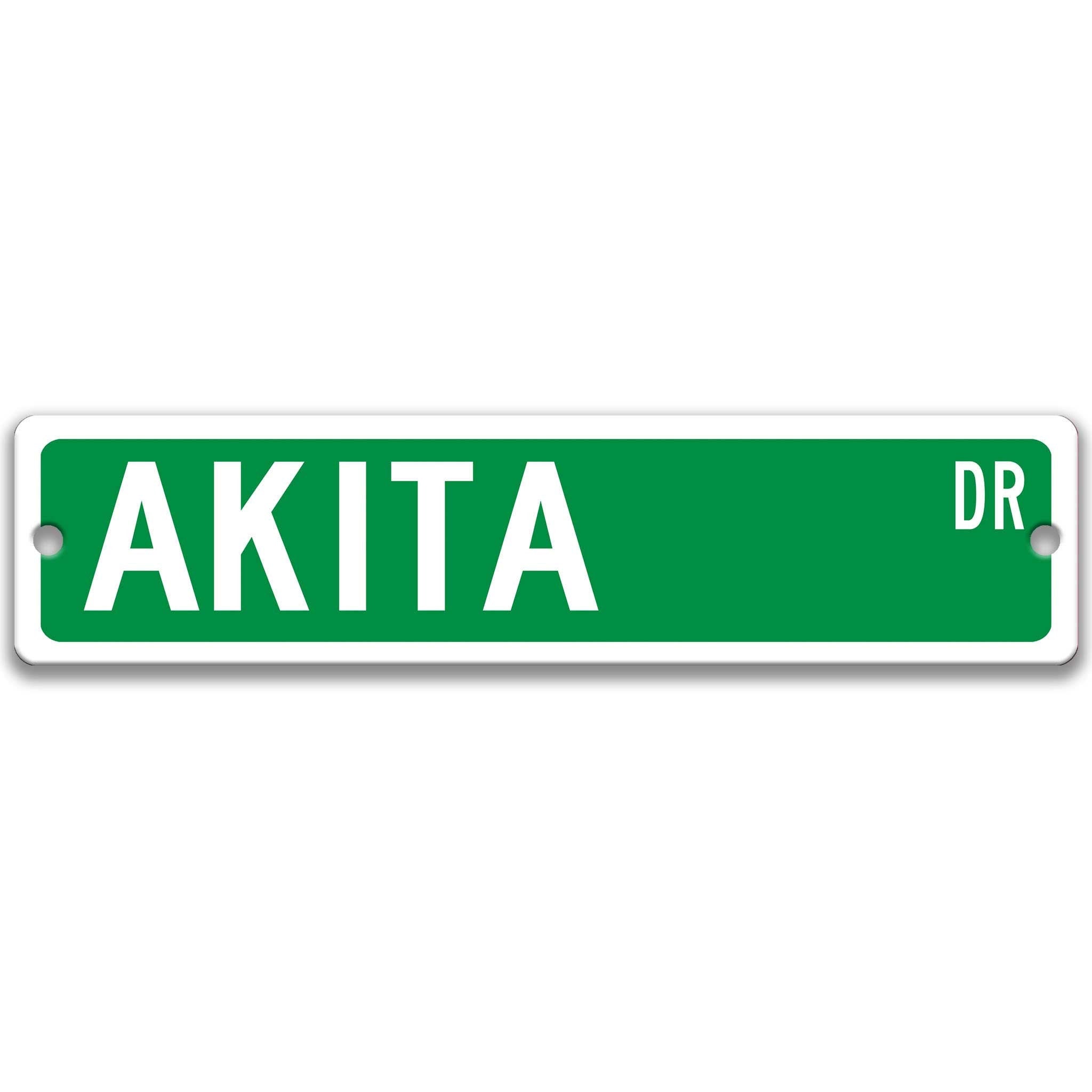 Akita Dog Metal Street Sign