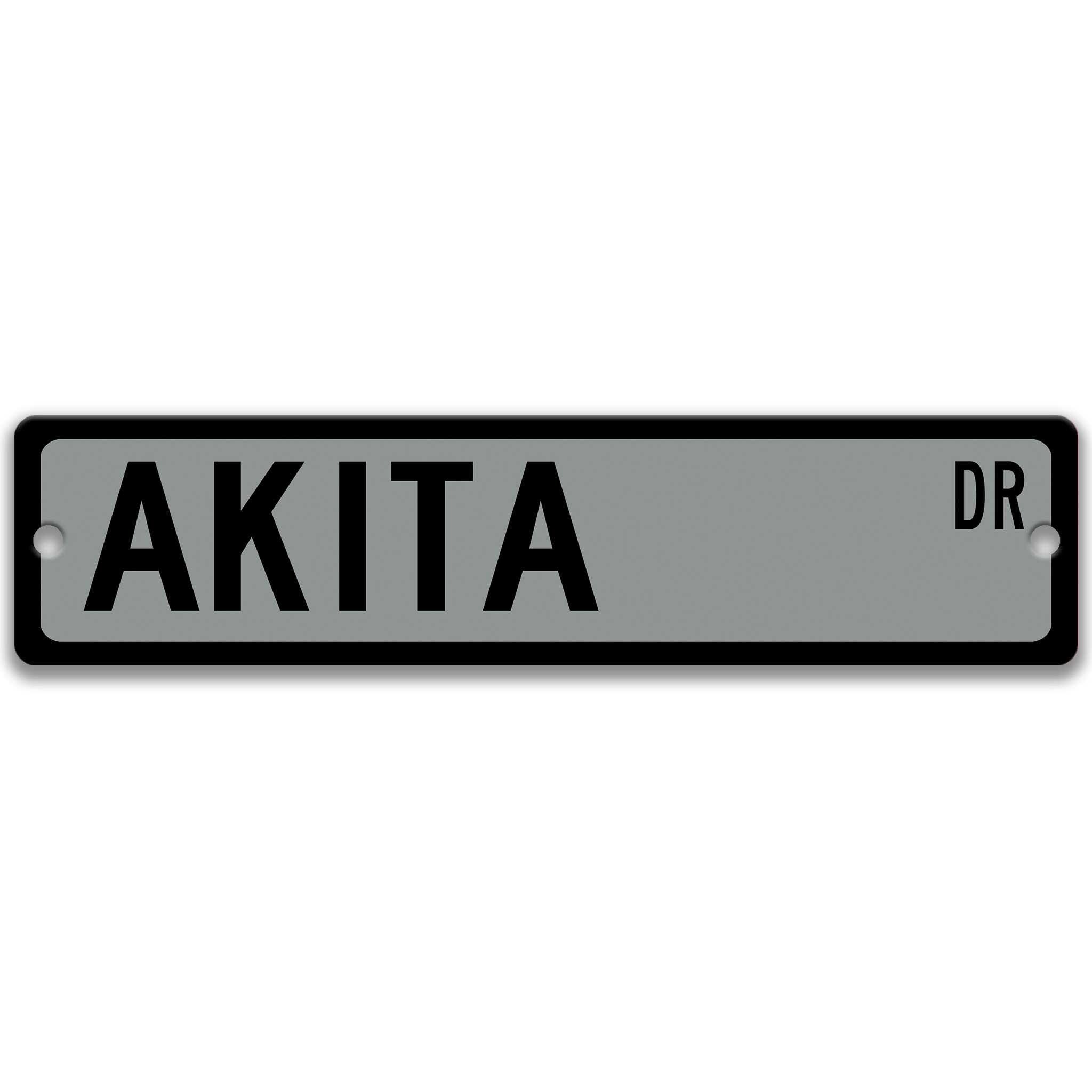 Akita Dog Metal Street Sign