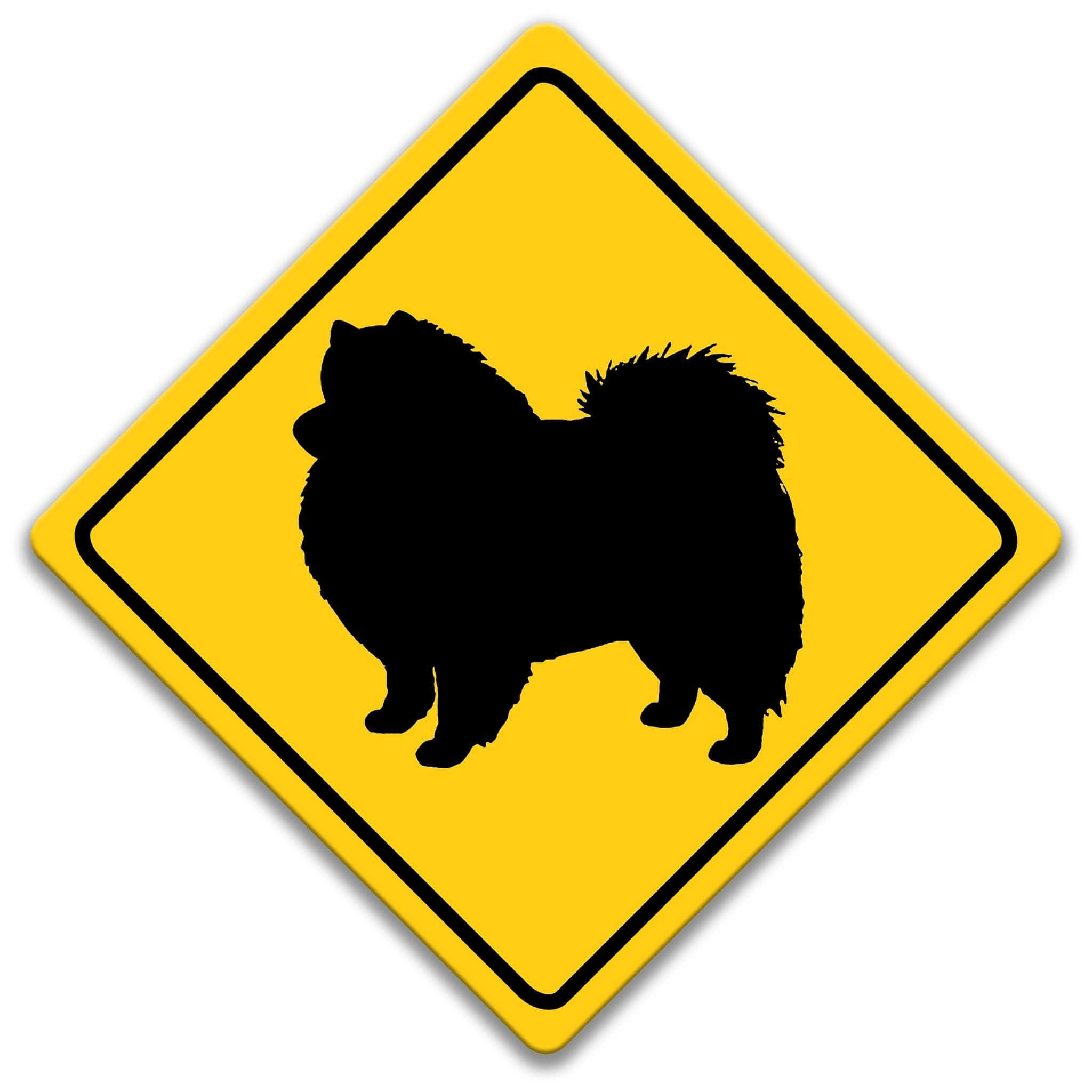 American Eskimo Dog Crossing Caution Sign