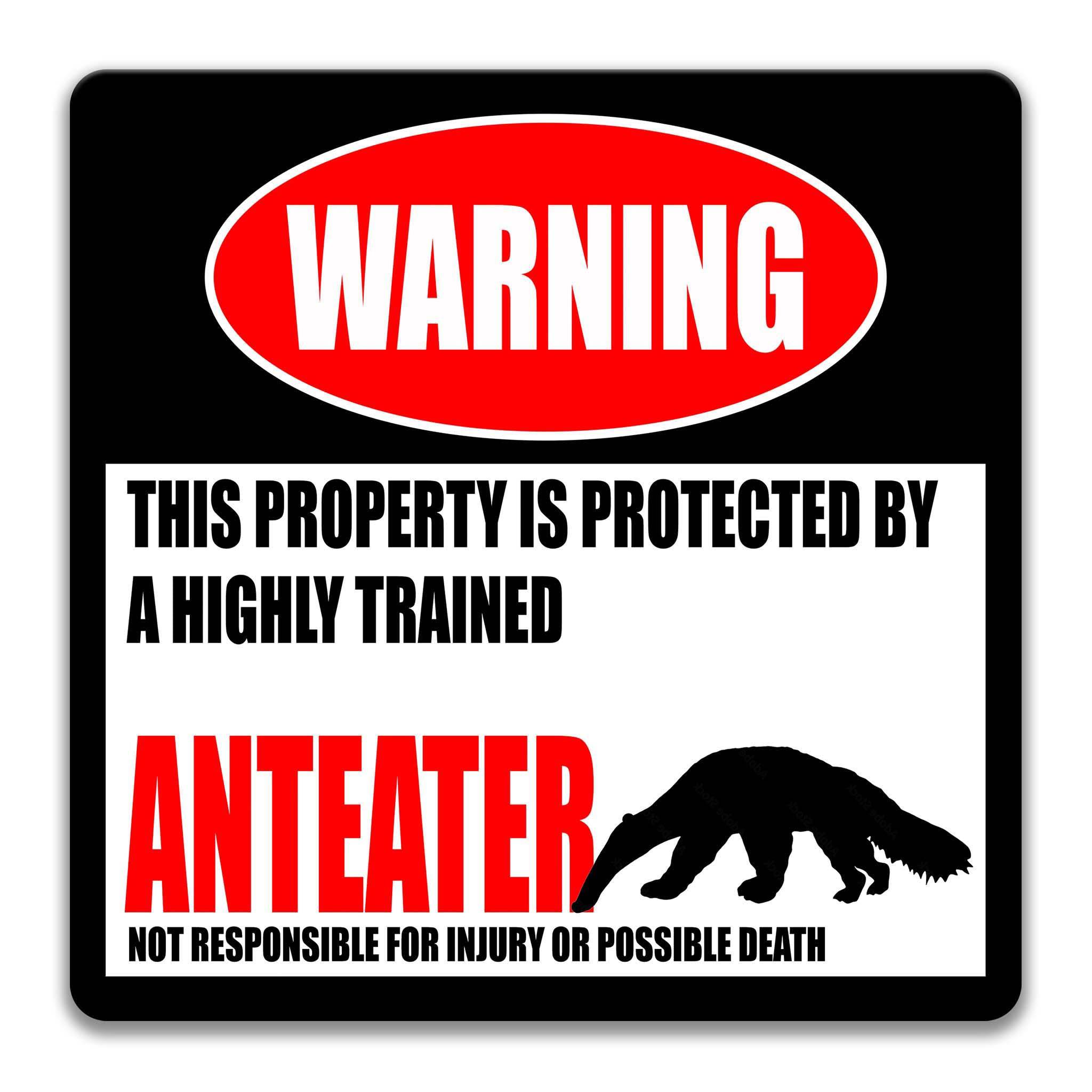 Anteater Warning Sign - Funny Aardvark Decoration for Home