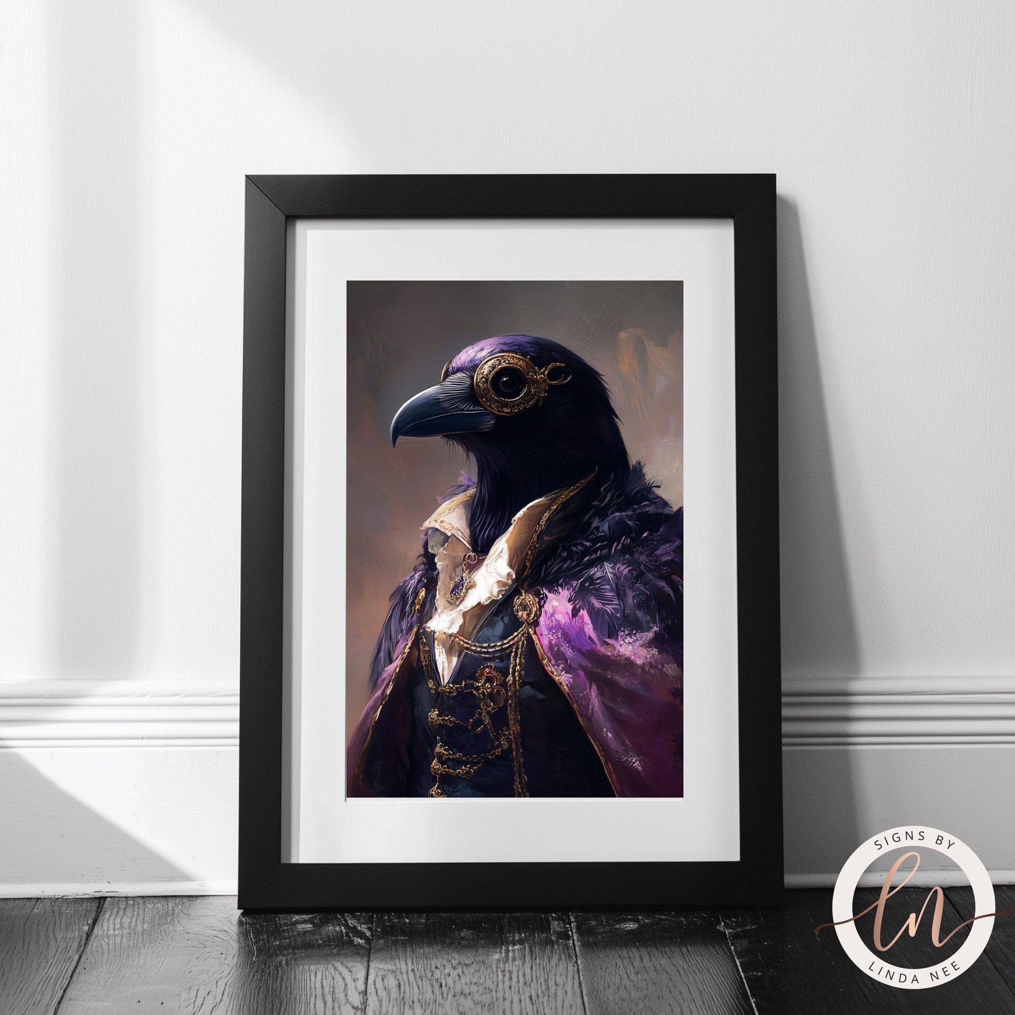 Anthropomorphic Noble Raven Portrait Wall Art Print - Available on Metal or Fine Art Paper