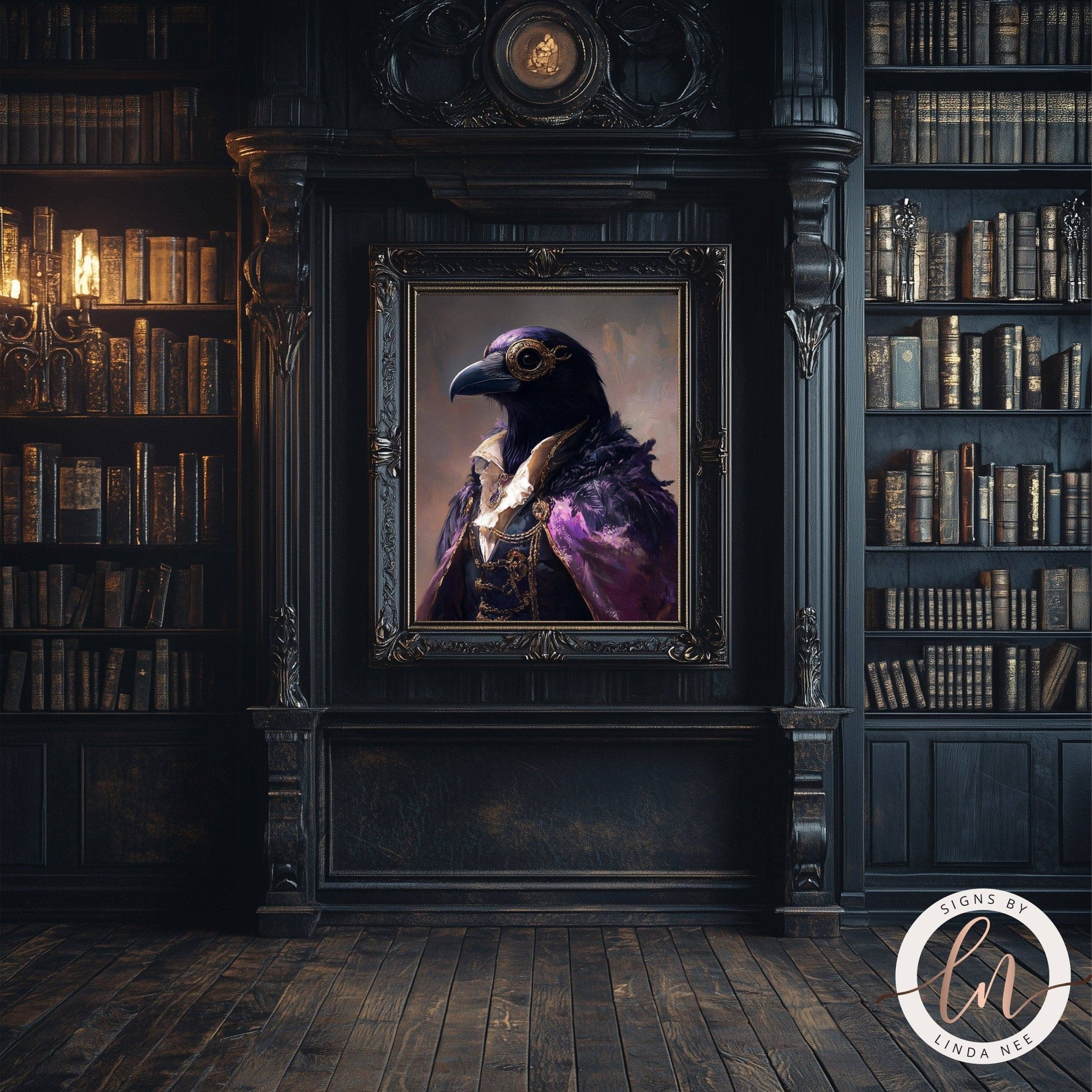 Anthropomorphic Noble Raven Portrait Wall Art Print - Available on Metal or Fine Art Paper