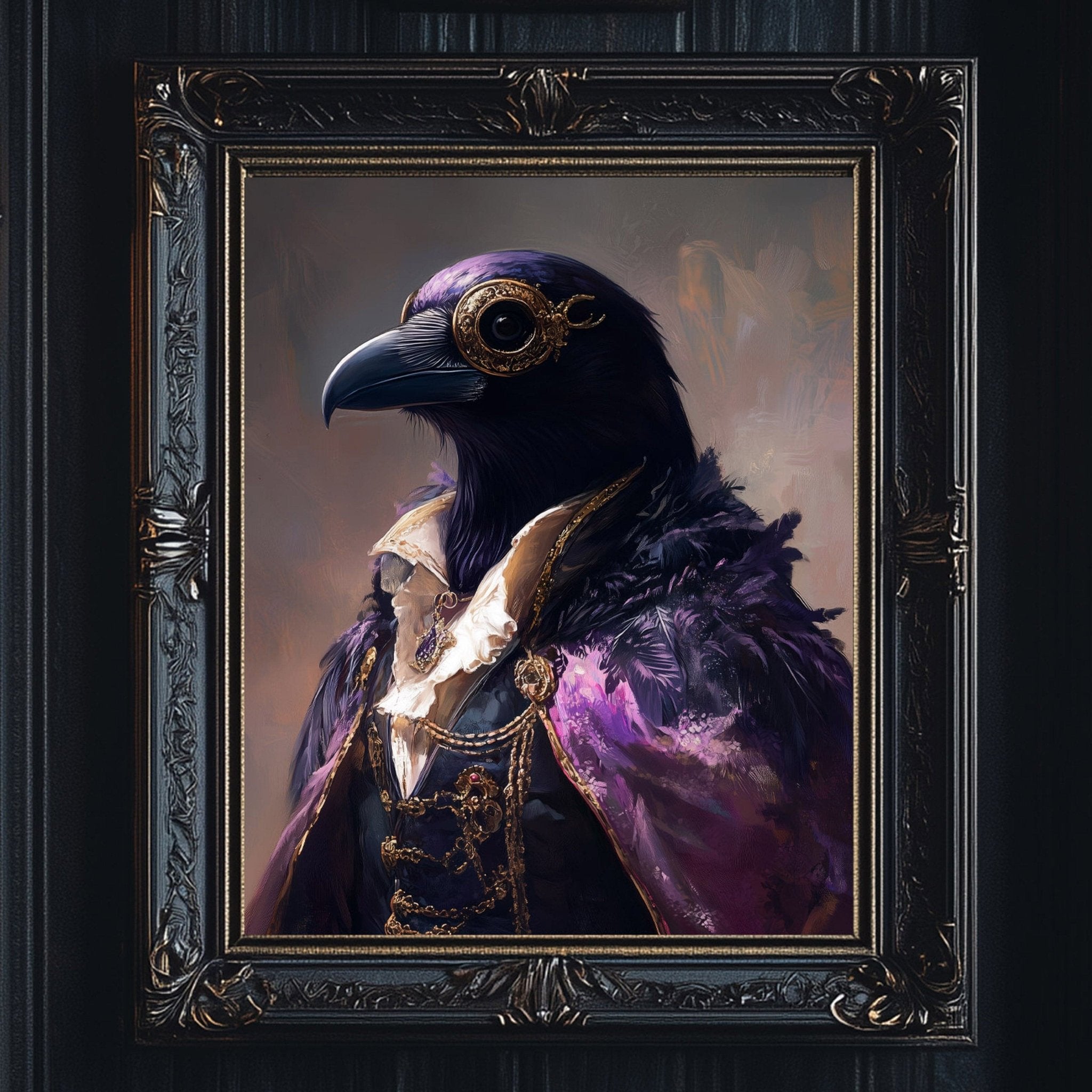 Anthropomorphic Noble Raven Portrait Wall Art Print - Available on Metal or Fine Art Paper