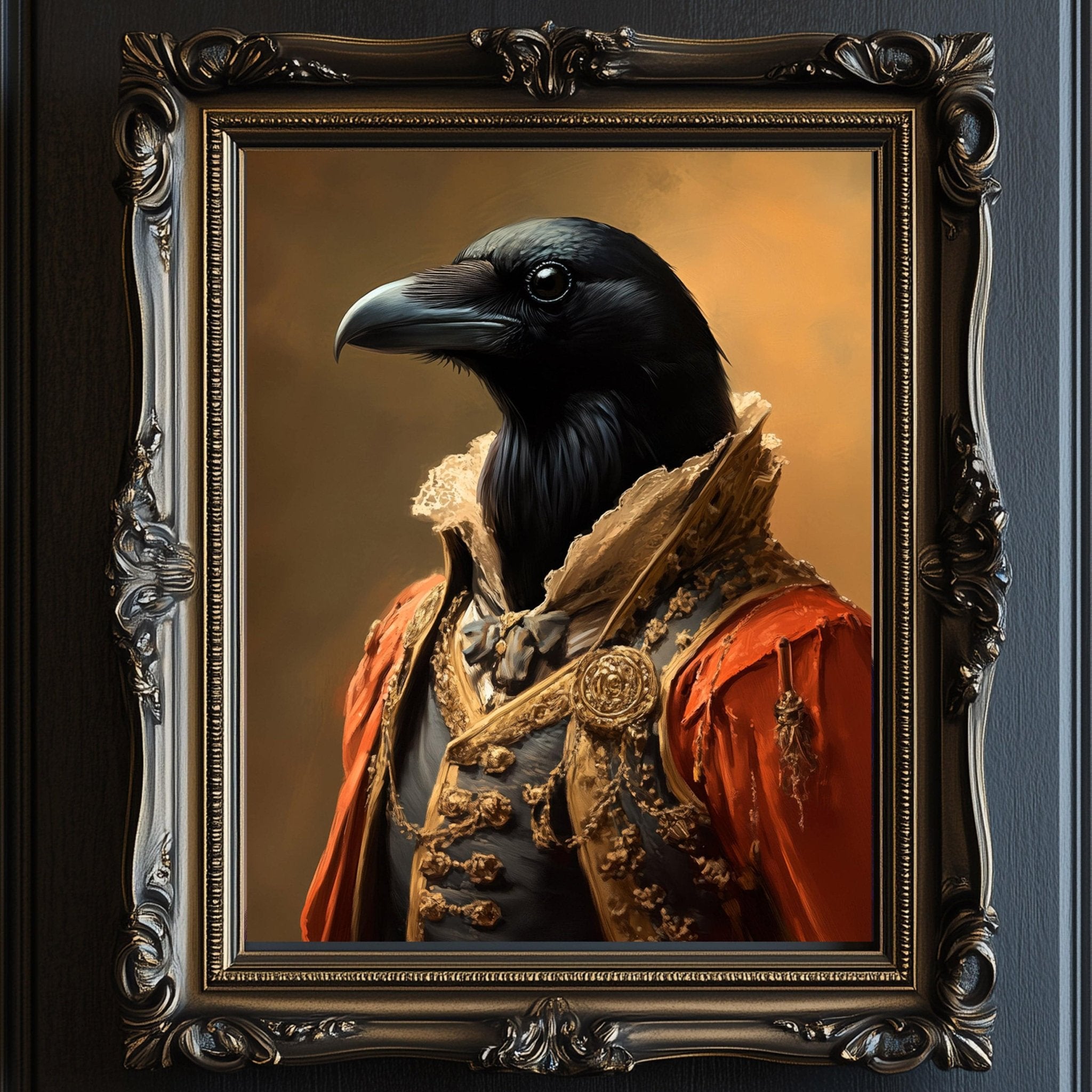 Anthropomorphic Victorian Raven Animal Portrait Wall Art Print - Available on Metal or Fine Art Paper