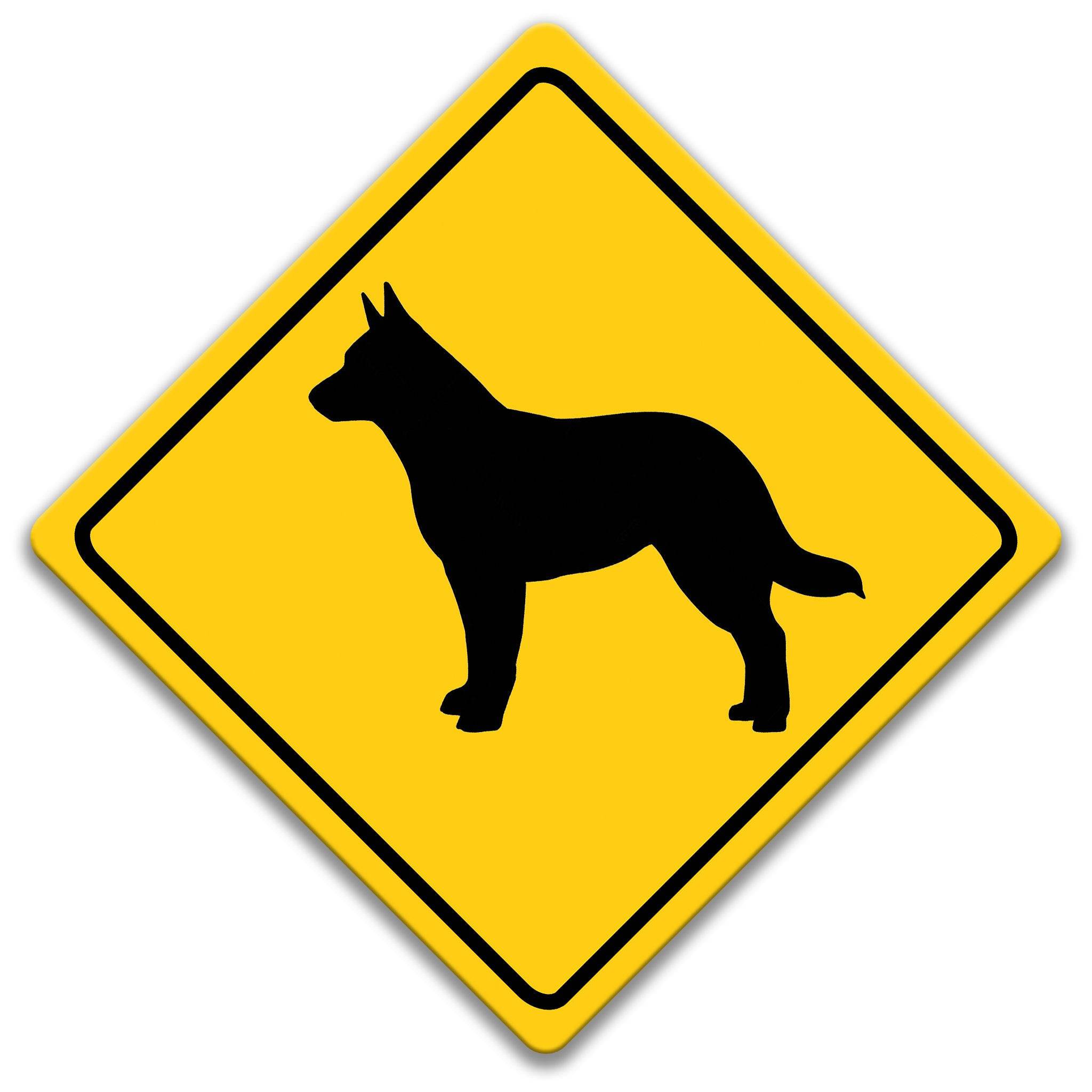 Australian Cattle Dog Crossing Caution Sign