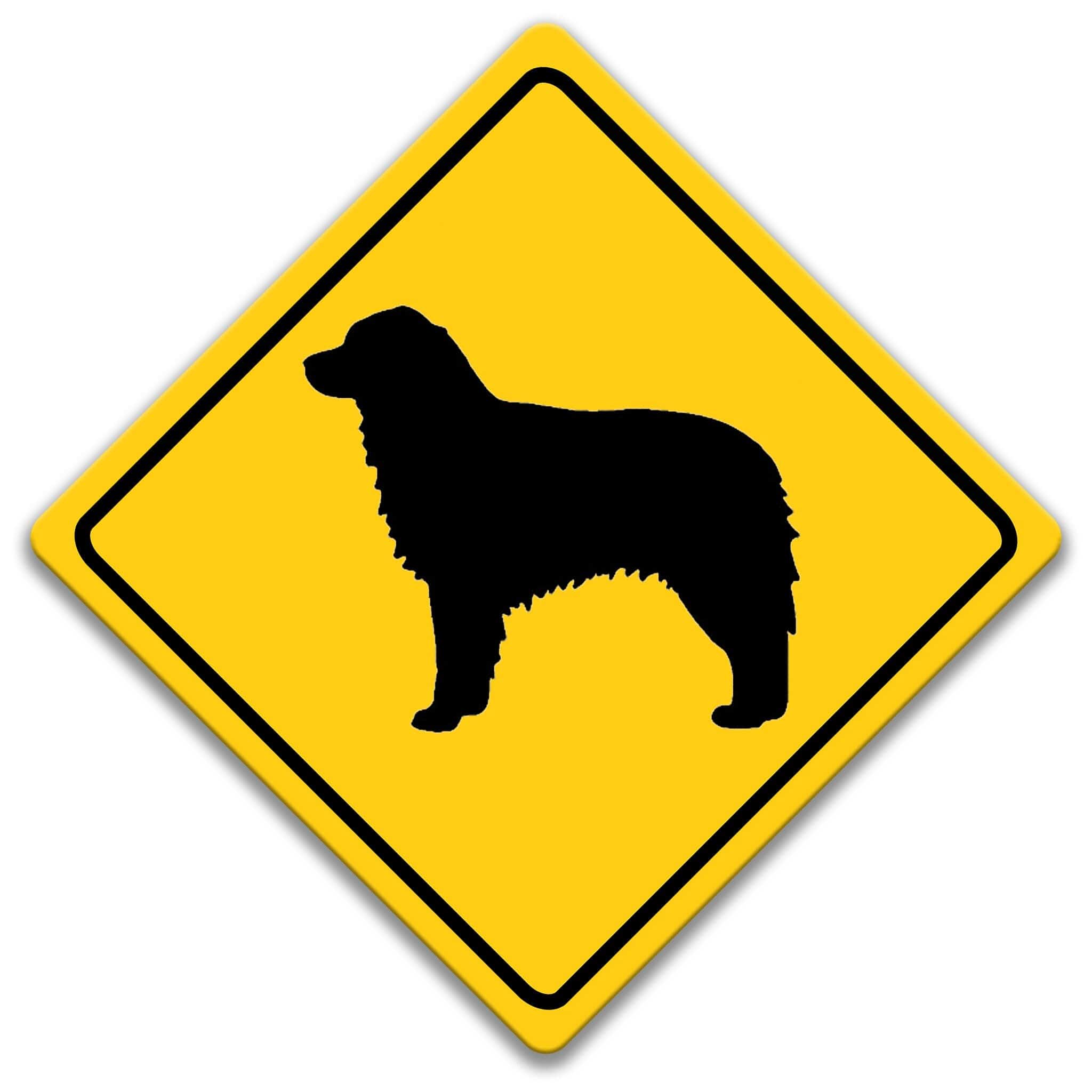 Australian Shepherd Dog Crossing Caution Sign