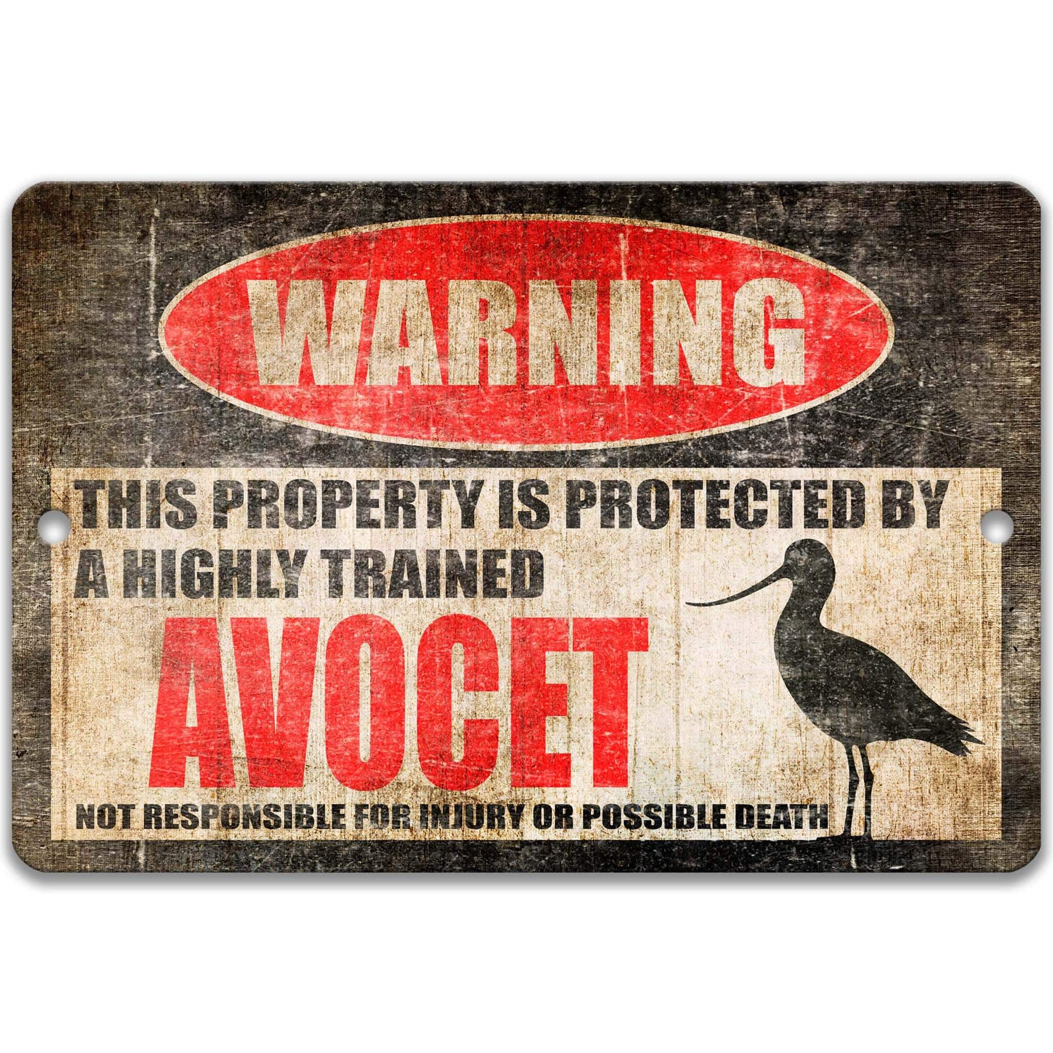 Avocet Warning Sign - Funny Decor for Cabin and Boat Dock - Shorebirds