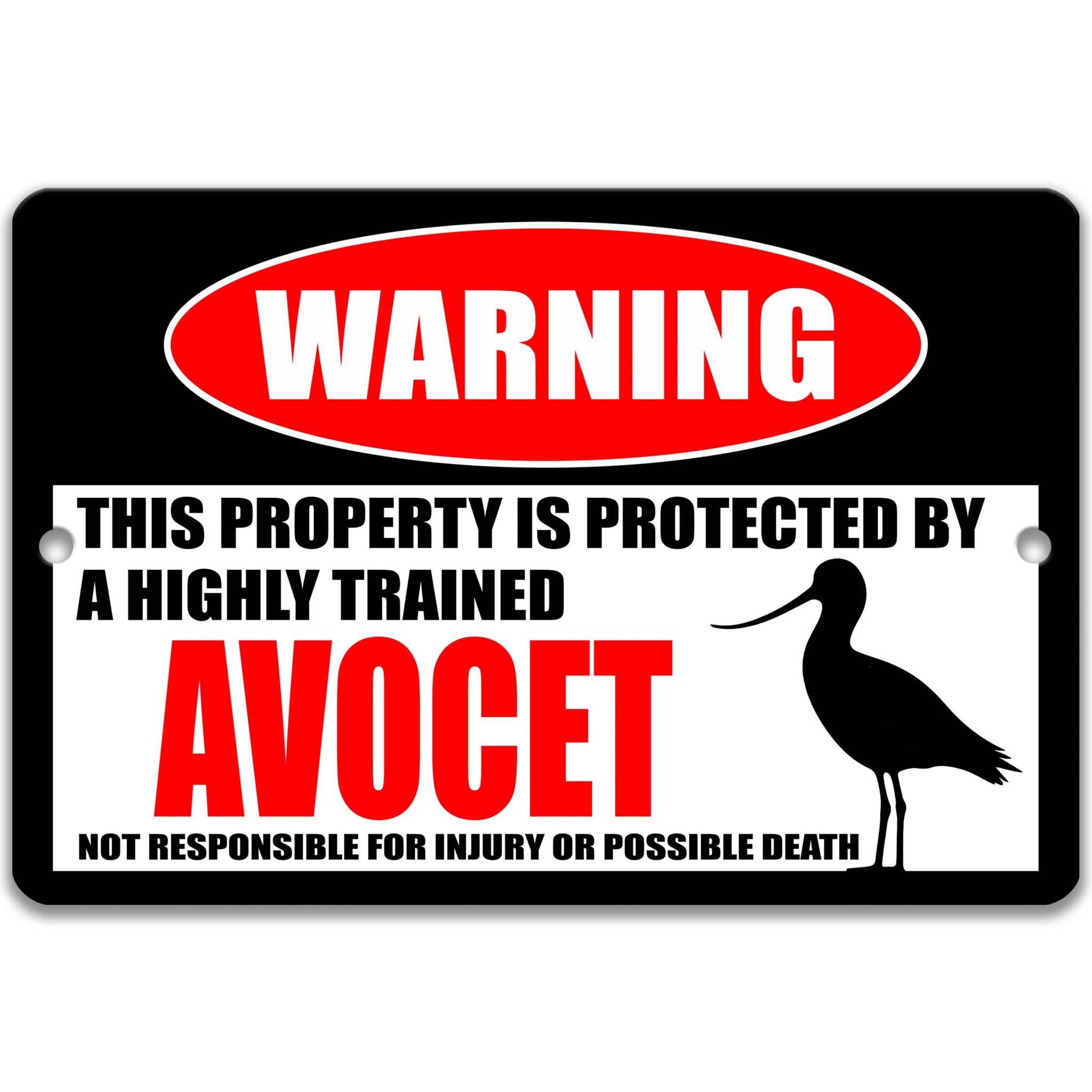 Avocet Warning Sign - Funny Decor for Cabin and Boat Dock - Shorebirds