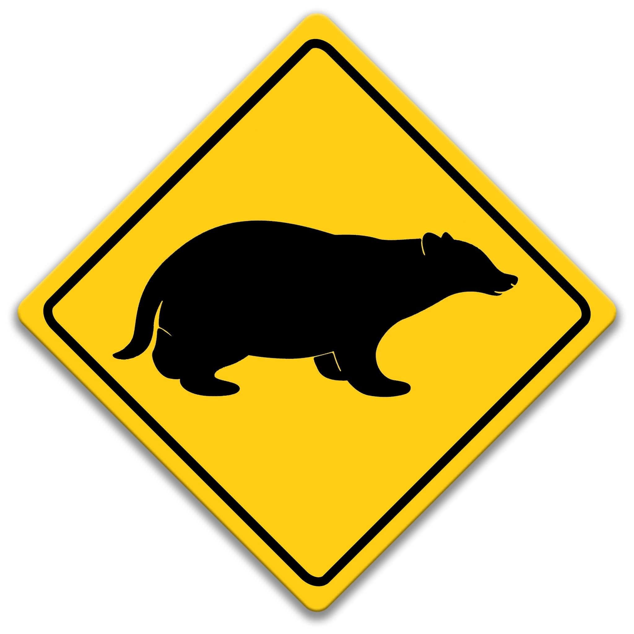 Badger Crossing Caution Sign