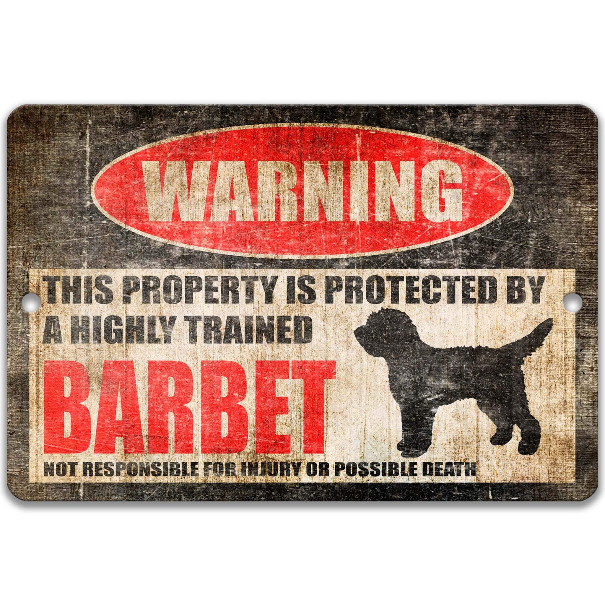 Barbet Warning Sign - Funny Decor for Algarvian Water Dog Lovers - Funny Dog Signs