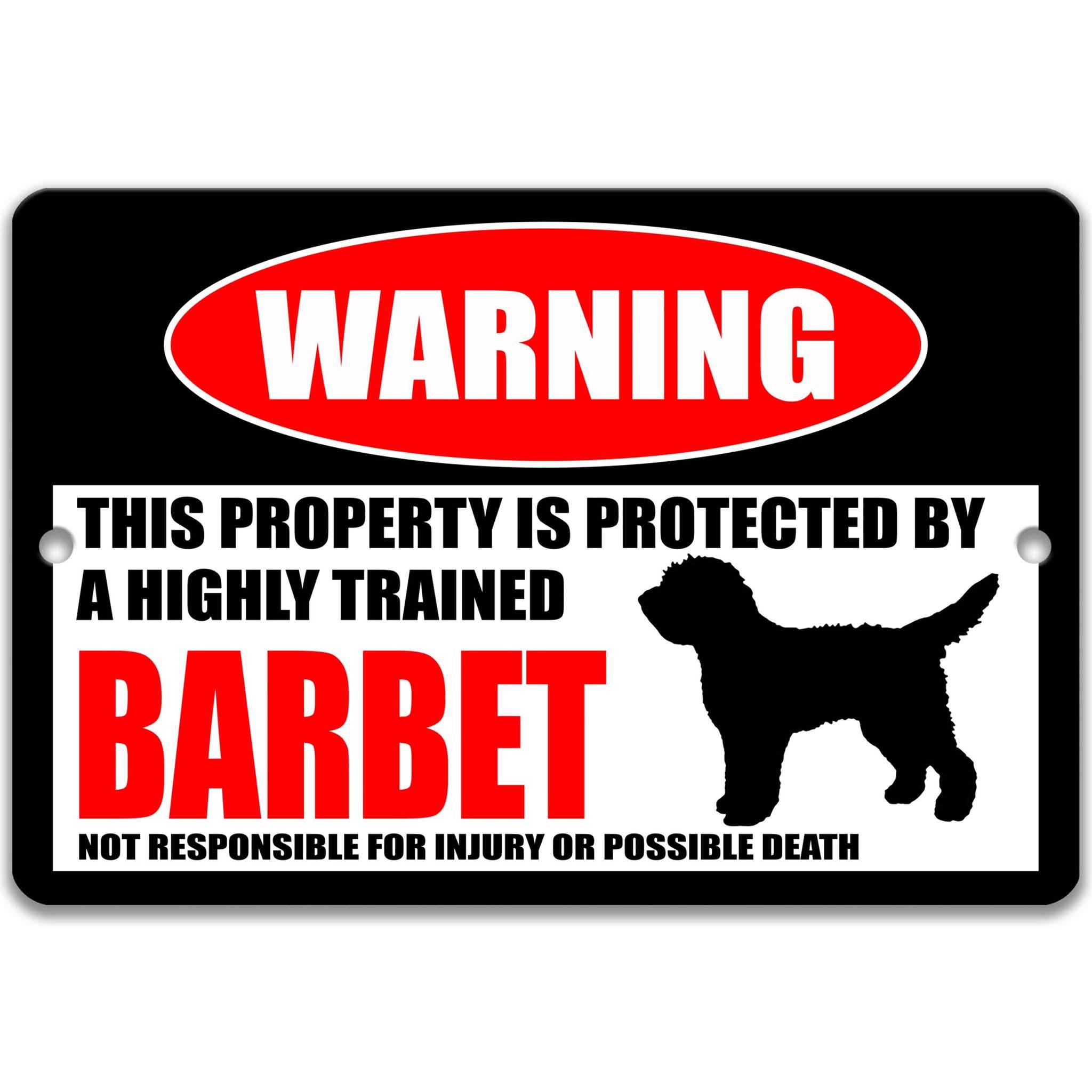 Barbet Warning Sign - Funny Decor for Algarvian Water Dog Lovers - Funny Dog Signs