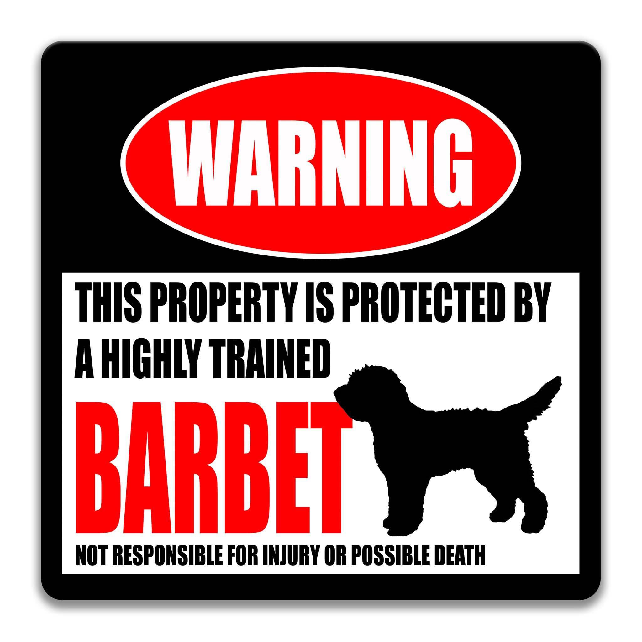 Barbet Warning Sign - Funny Decor for Algarvian Water Dog Lovers - Funny Dog SignsDesigns by Linda Nee