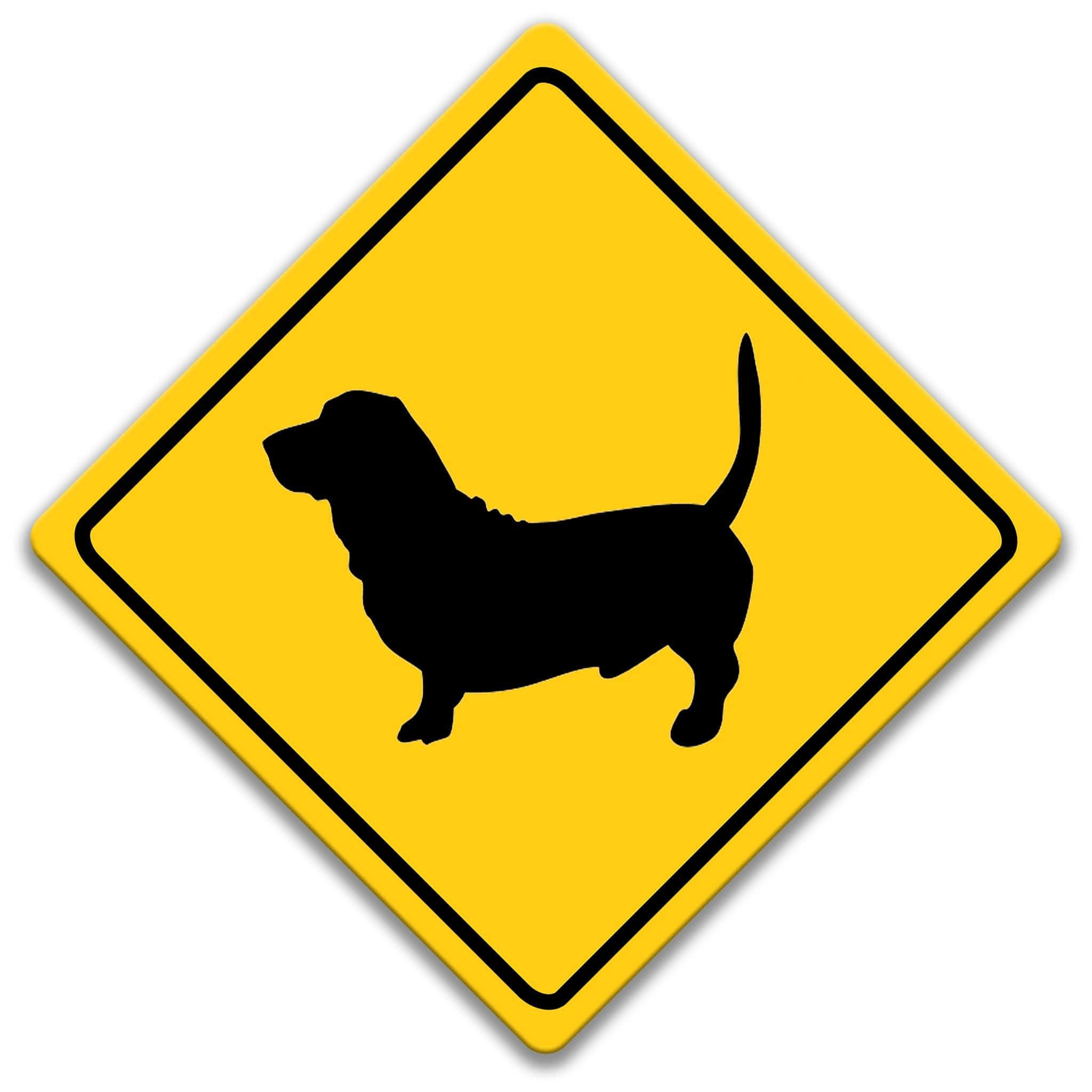 Basset Hound Dog Crossing Caution Sign