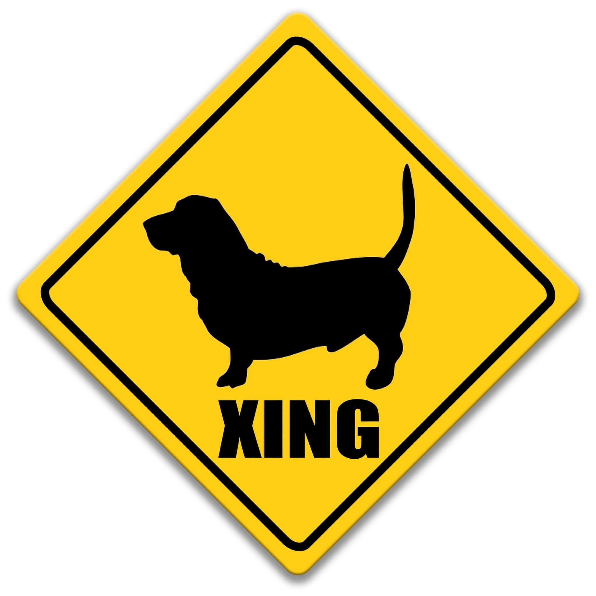 Basset Hound Dog XING Caution Sign