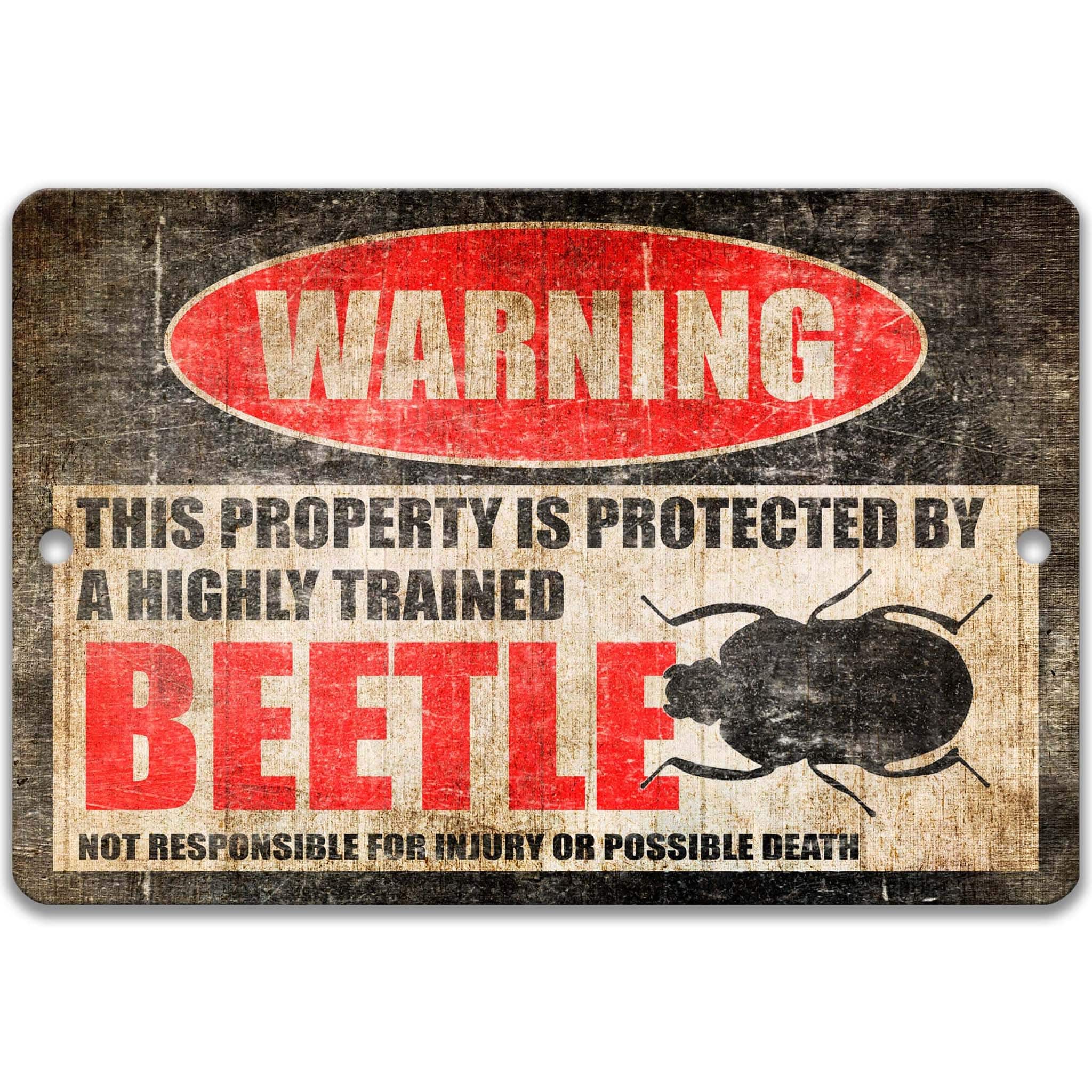 Beetle Warning Sign - Funny Bug Decor for Campsites