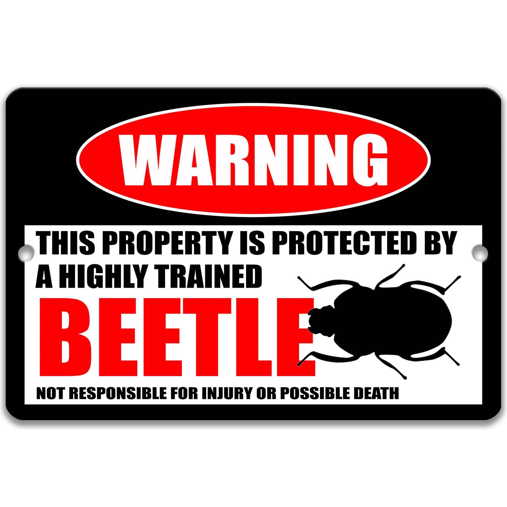 Beetle Warning Sign - Funny Bug Decor for Campsites