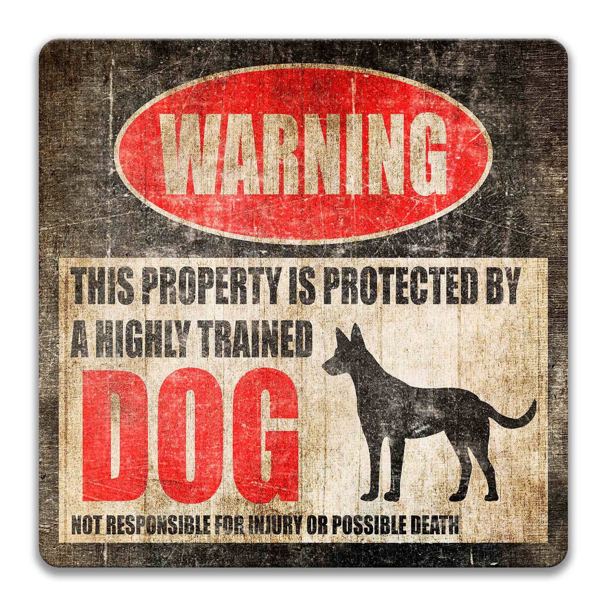 Beware of Dog Property Protection Sign - Funny Dog Decor and Gift for New Home Owners