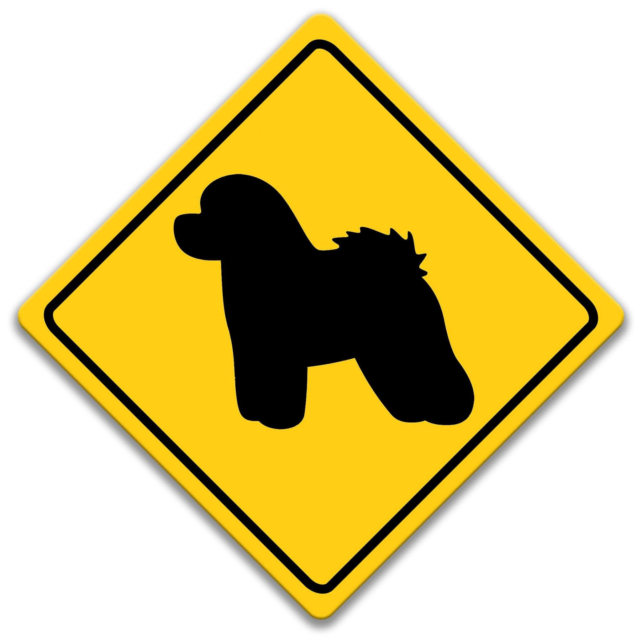 Bichon Frise Dog Crossing Caution Sign