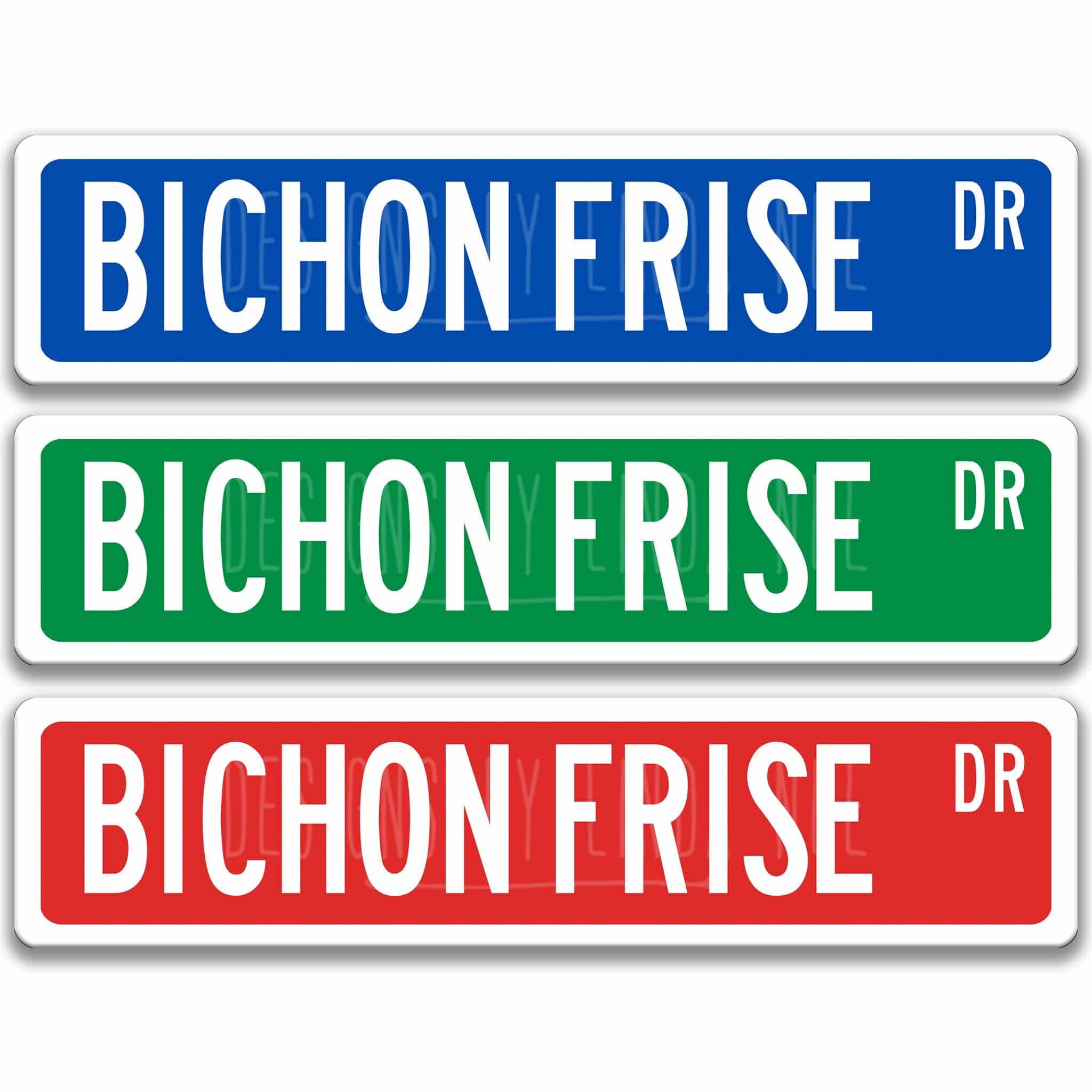 Bichon Frise Dog Metal Street Sign