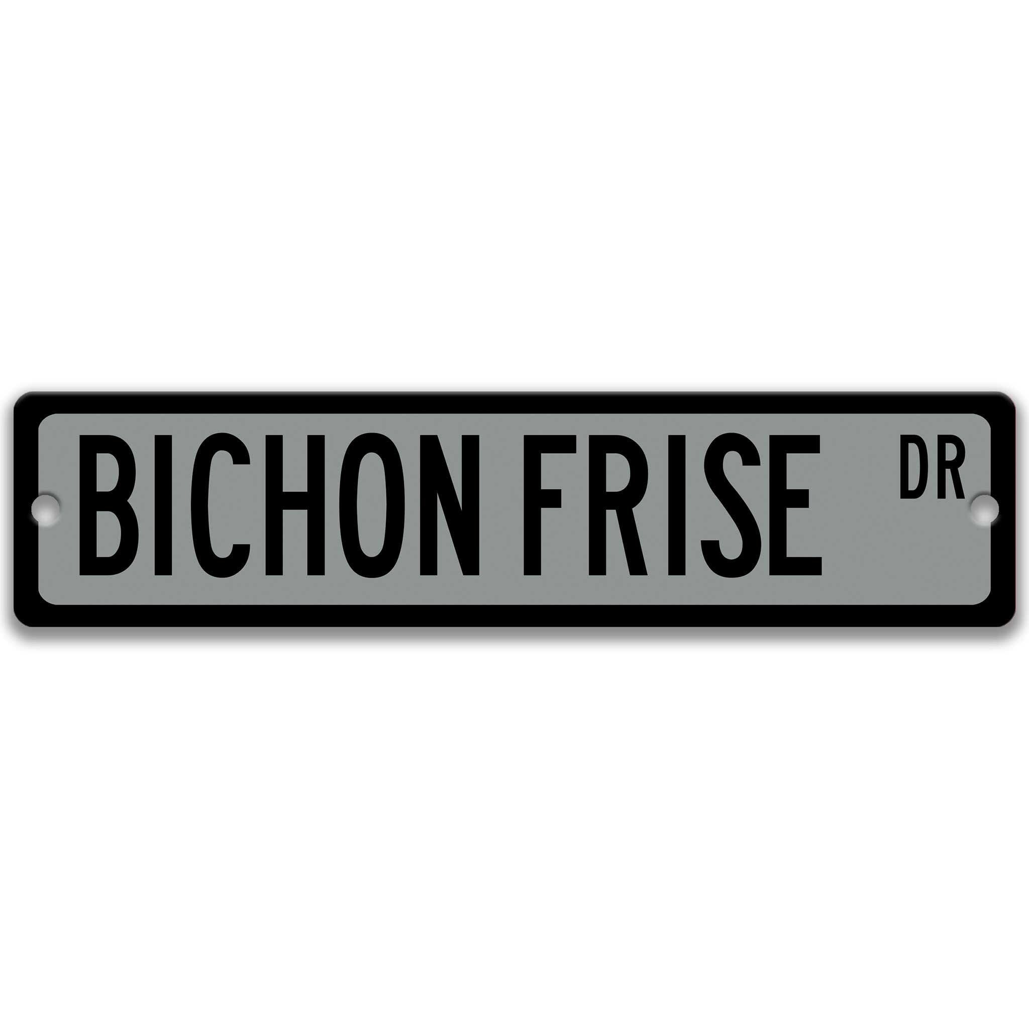 Bichon Frise Dog Metal Street Sign