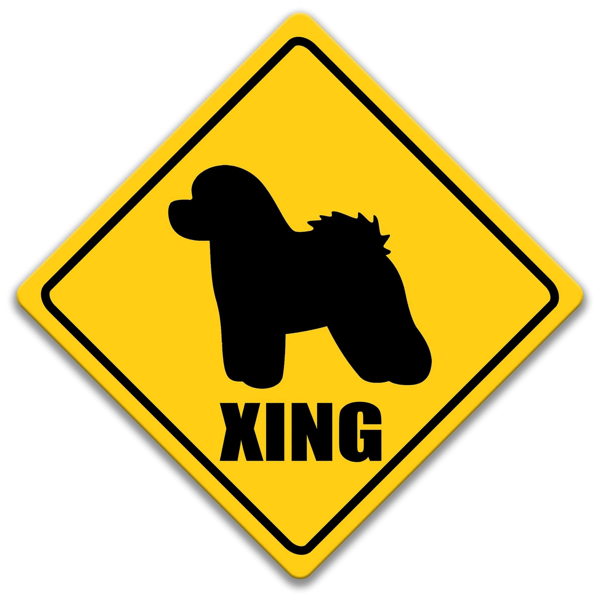 Bichon Frise Dog XING Caution Sign