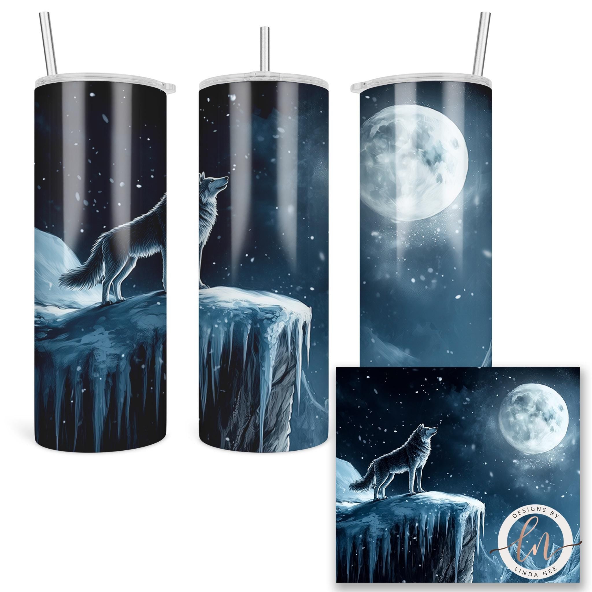 Black Wolf Tumbler - Gothic Fantasy Howl at the Moon Cup