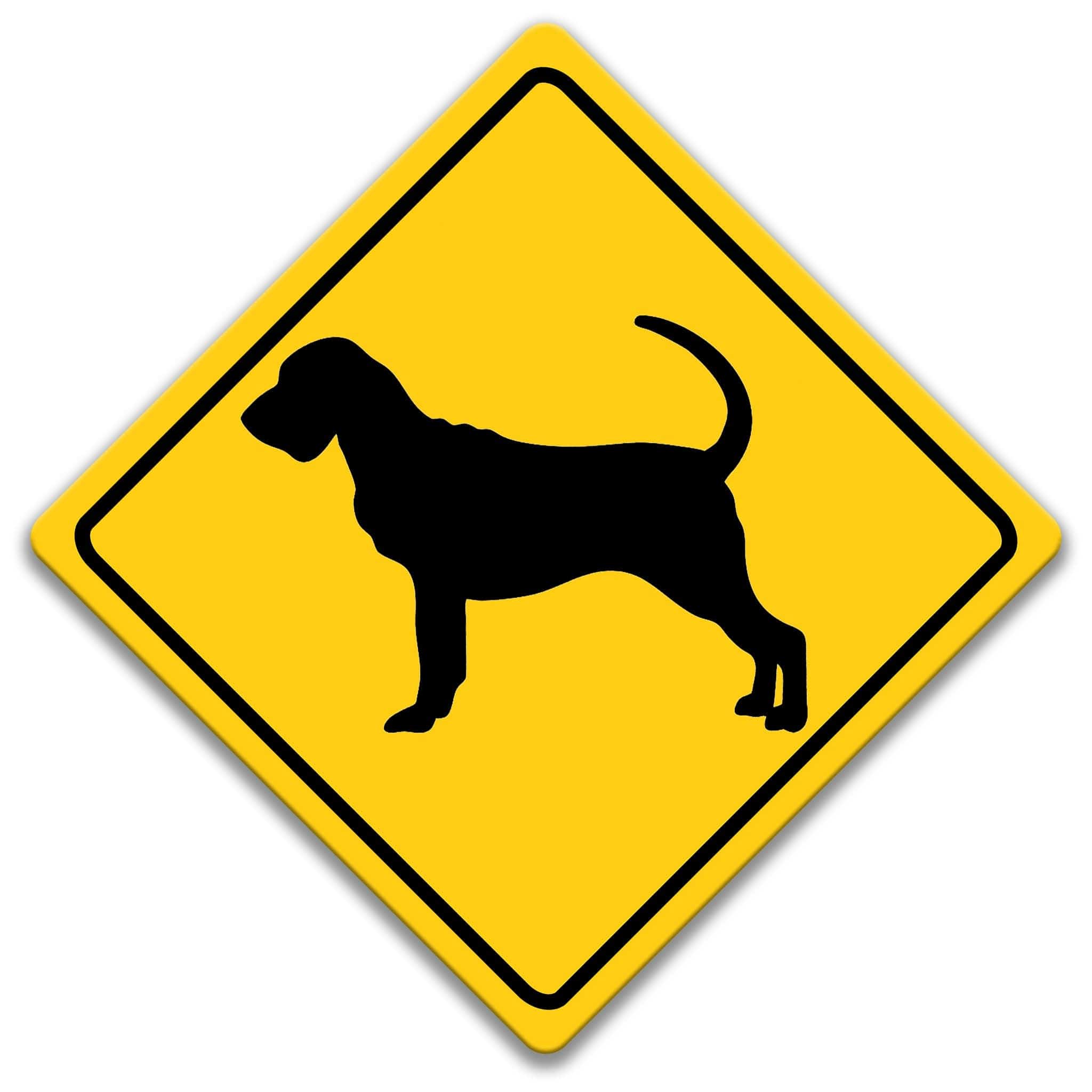 Bloodhound Dog Crossing Caution Sign