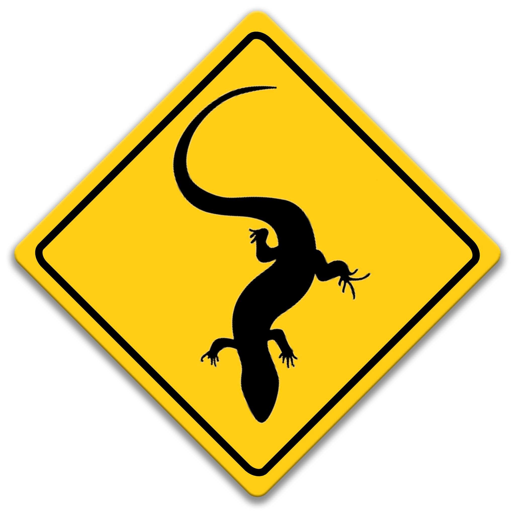 Blue Tounged Skink Crossing Caution Sign