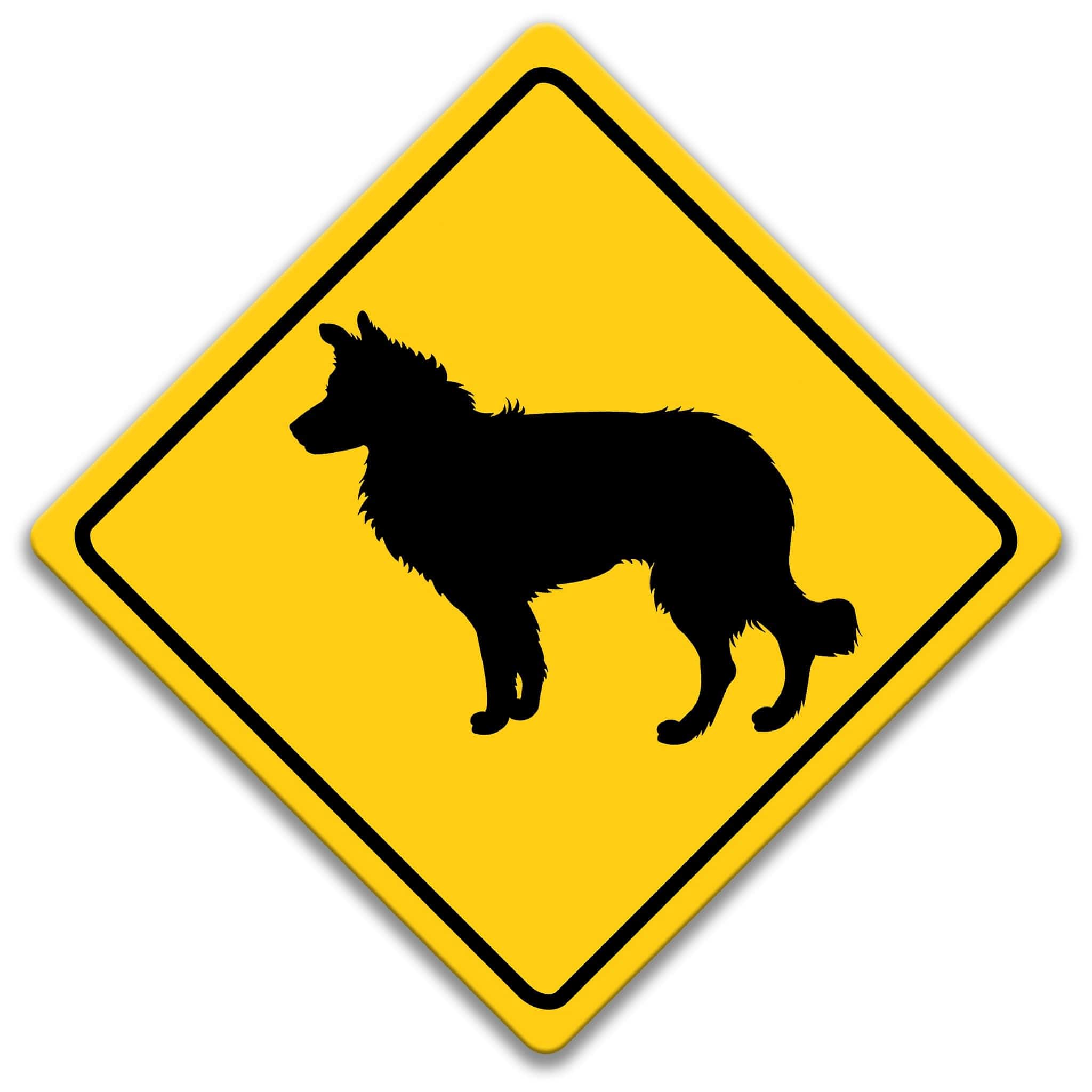 Border Collie Dog Crossing Caution Sign