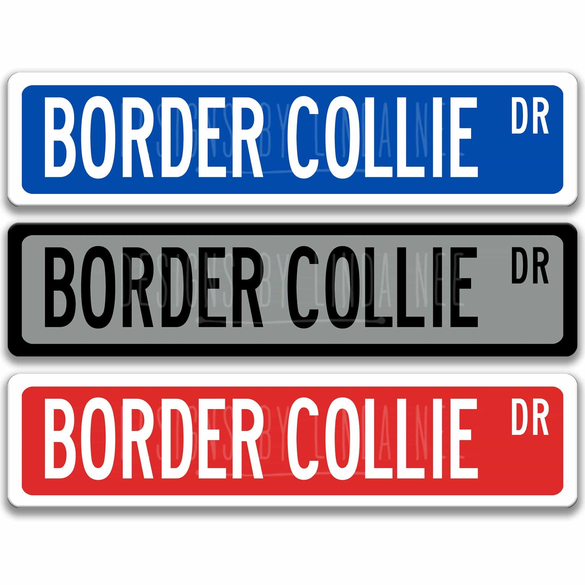 Border Collie Dog Metal Street Sign