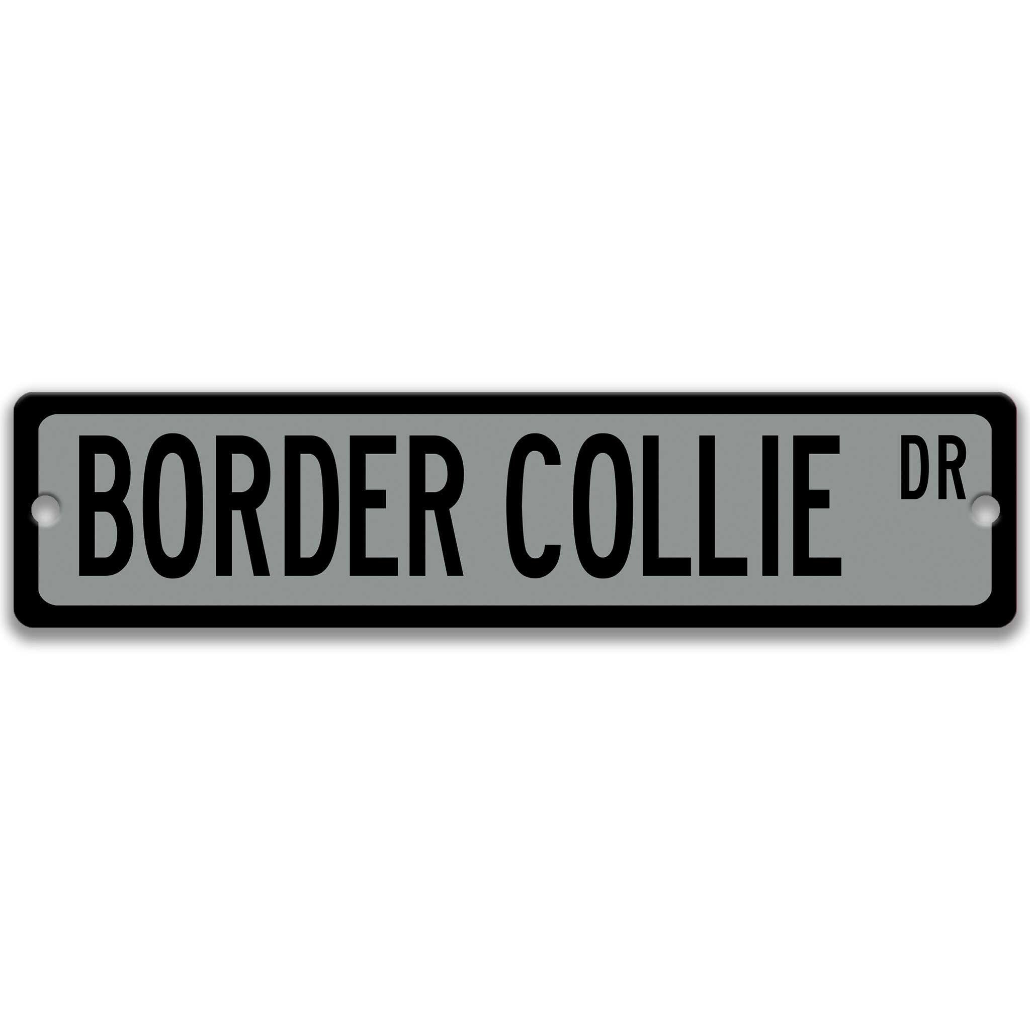 Border Collie Dog Metal Street Sign