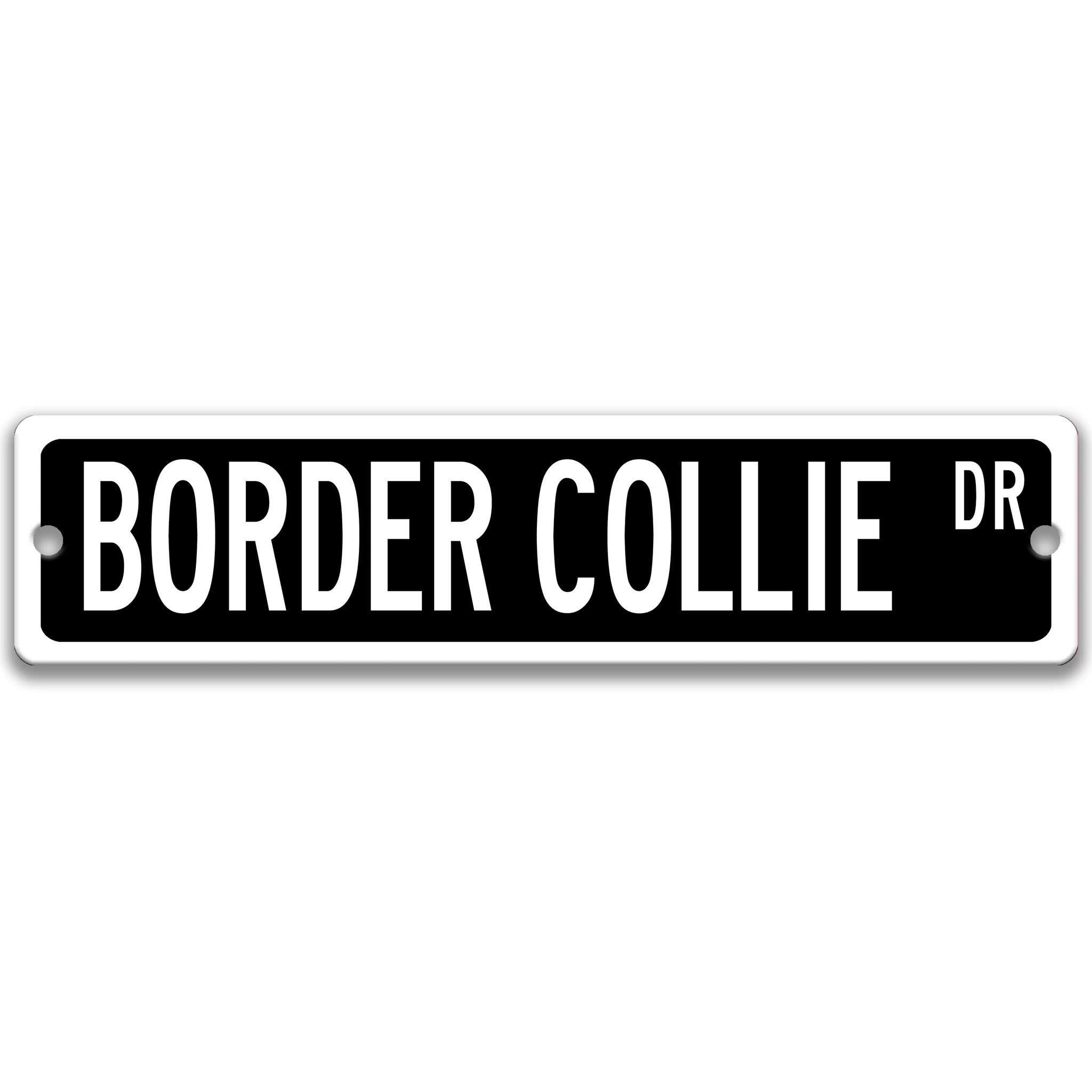 Border Collie Dog Metal Street Sign