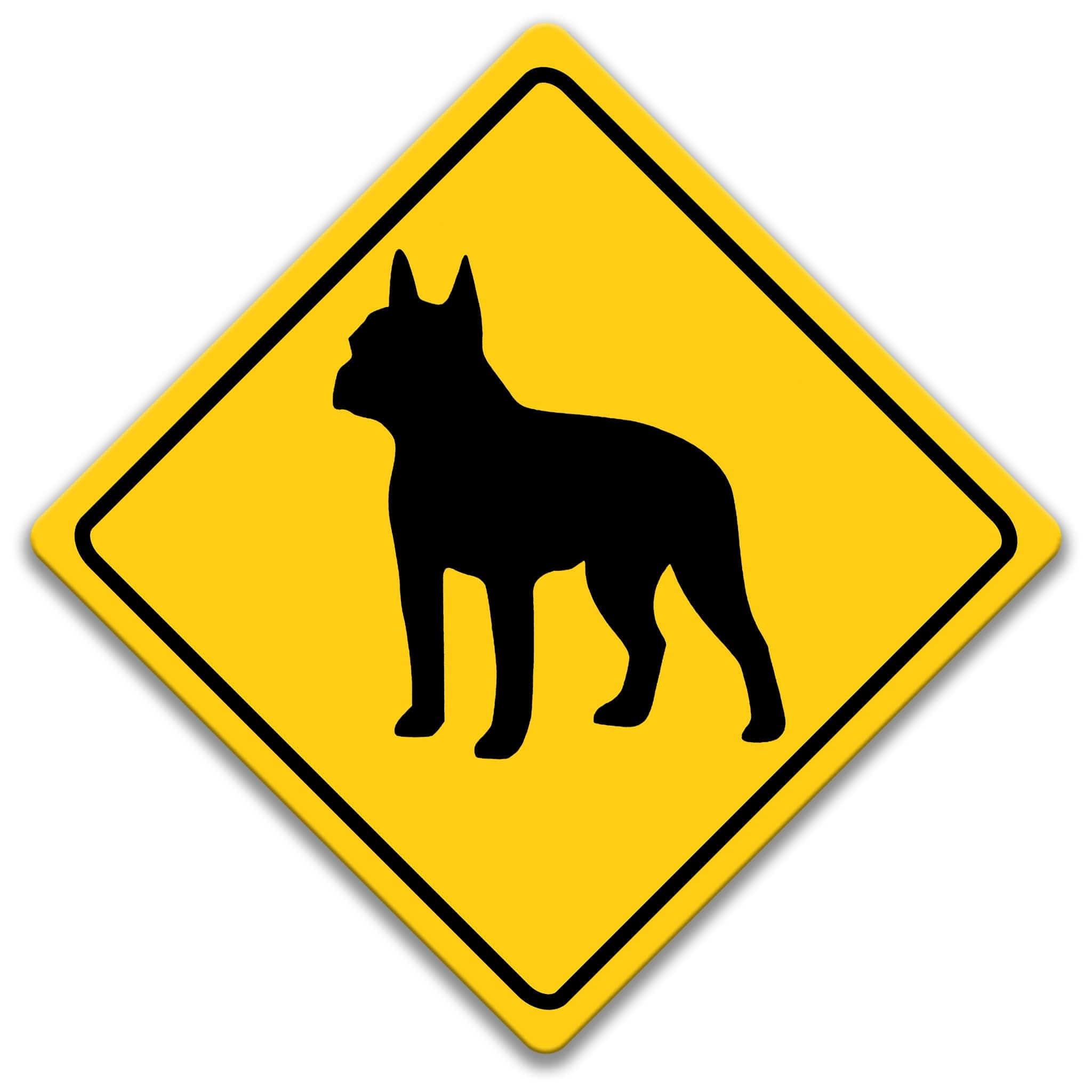 Boston Terrier Dog Crossing Caution Sign