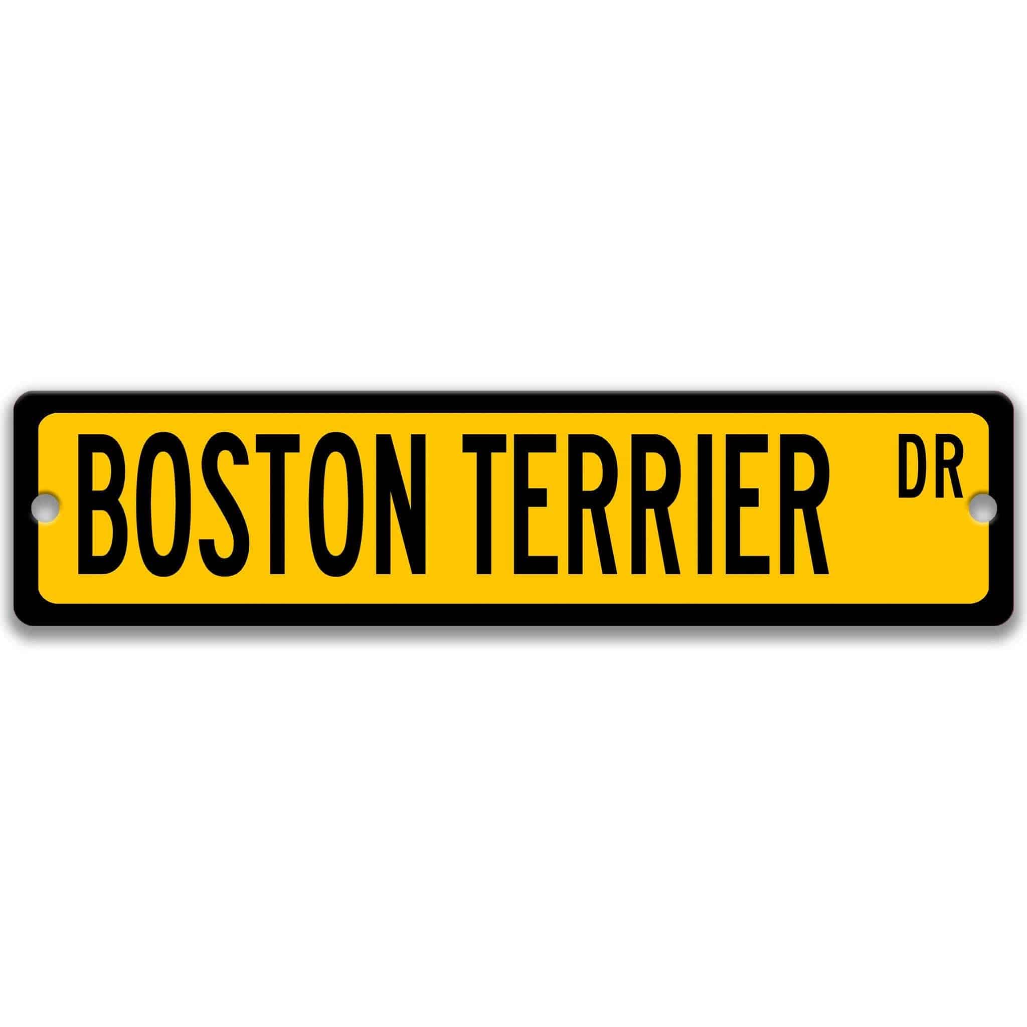 Boston Terrier Dog Metal Street Sign