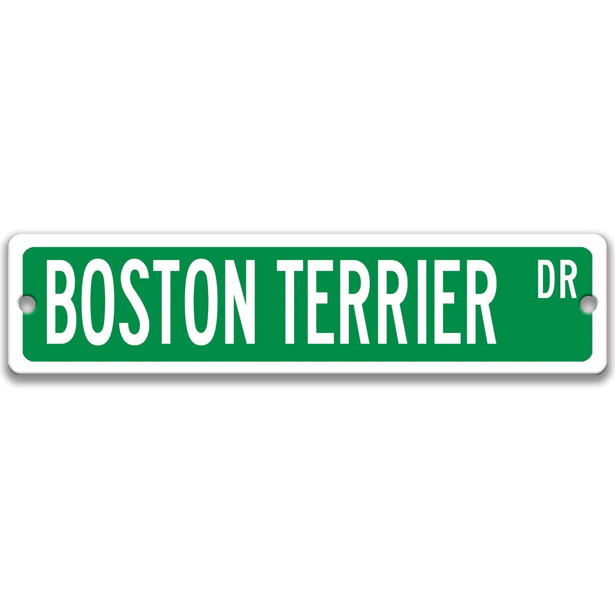 Boston Terrier Dog Metal Street Sign