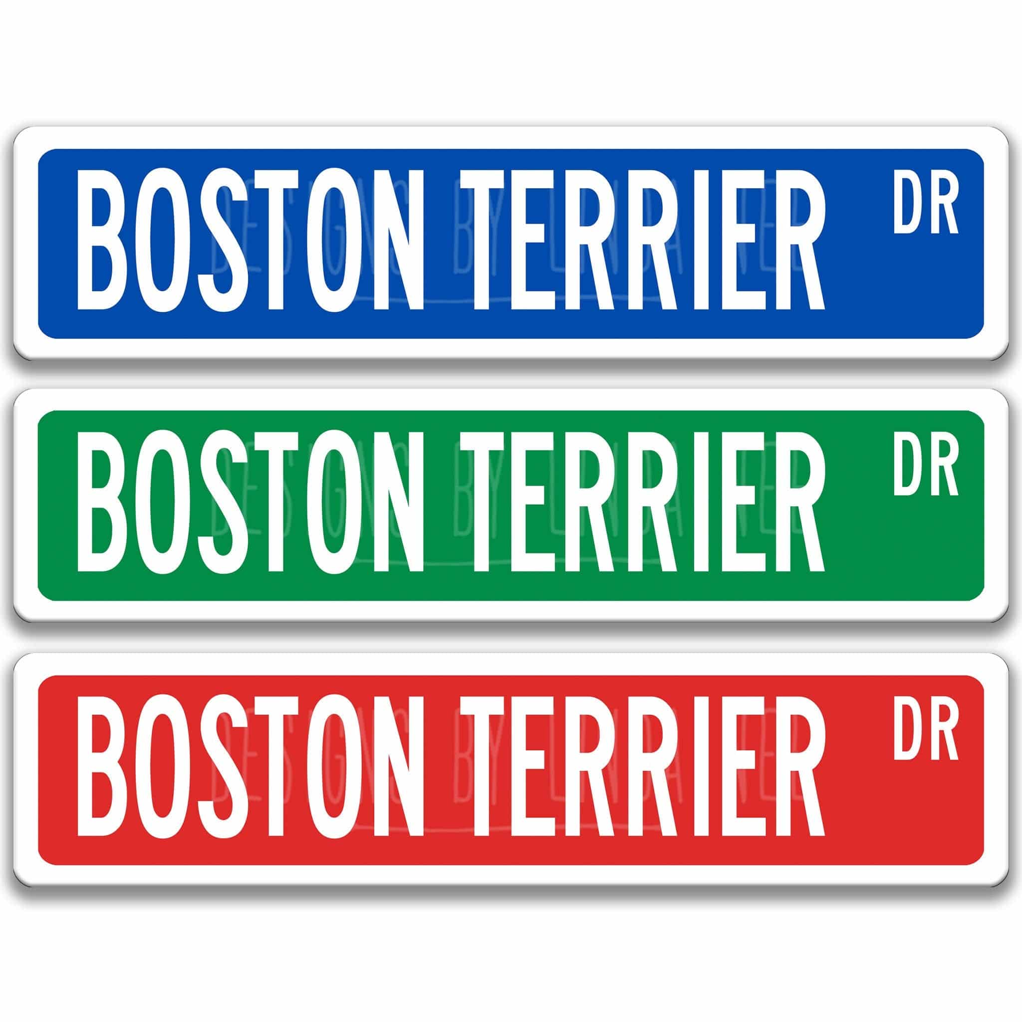 Boston Terrier Dog Metal Street Sign