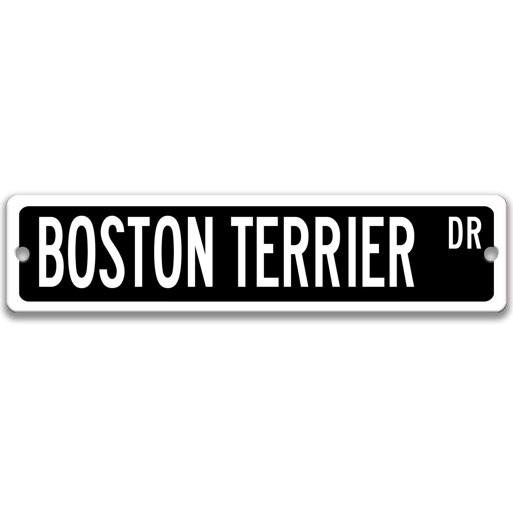 Boston Terrier Dog Metal Street Sign