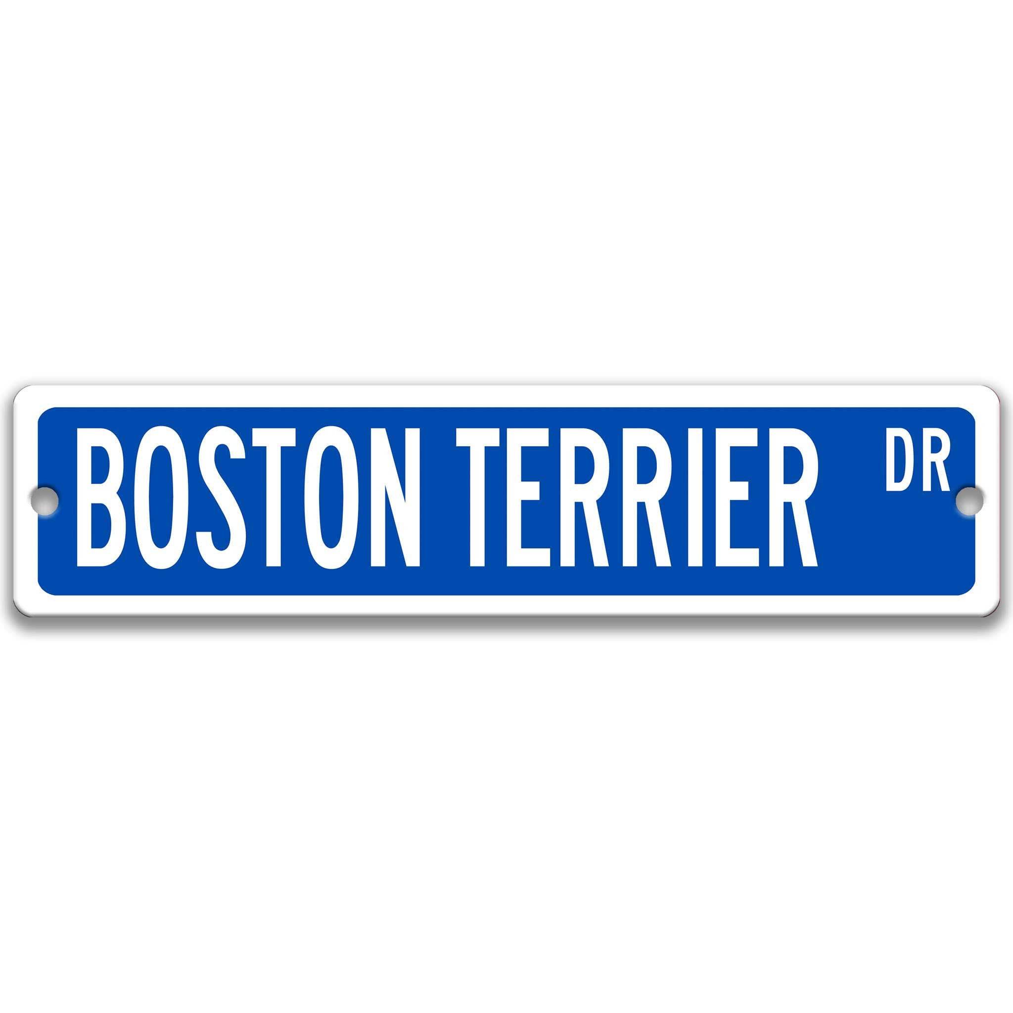 Boston Terrier Dog Metal Street Sign