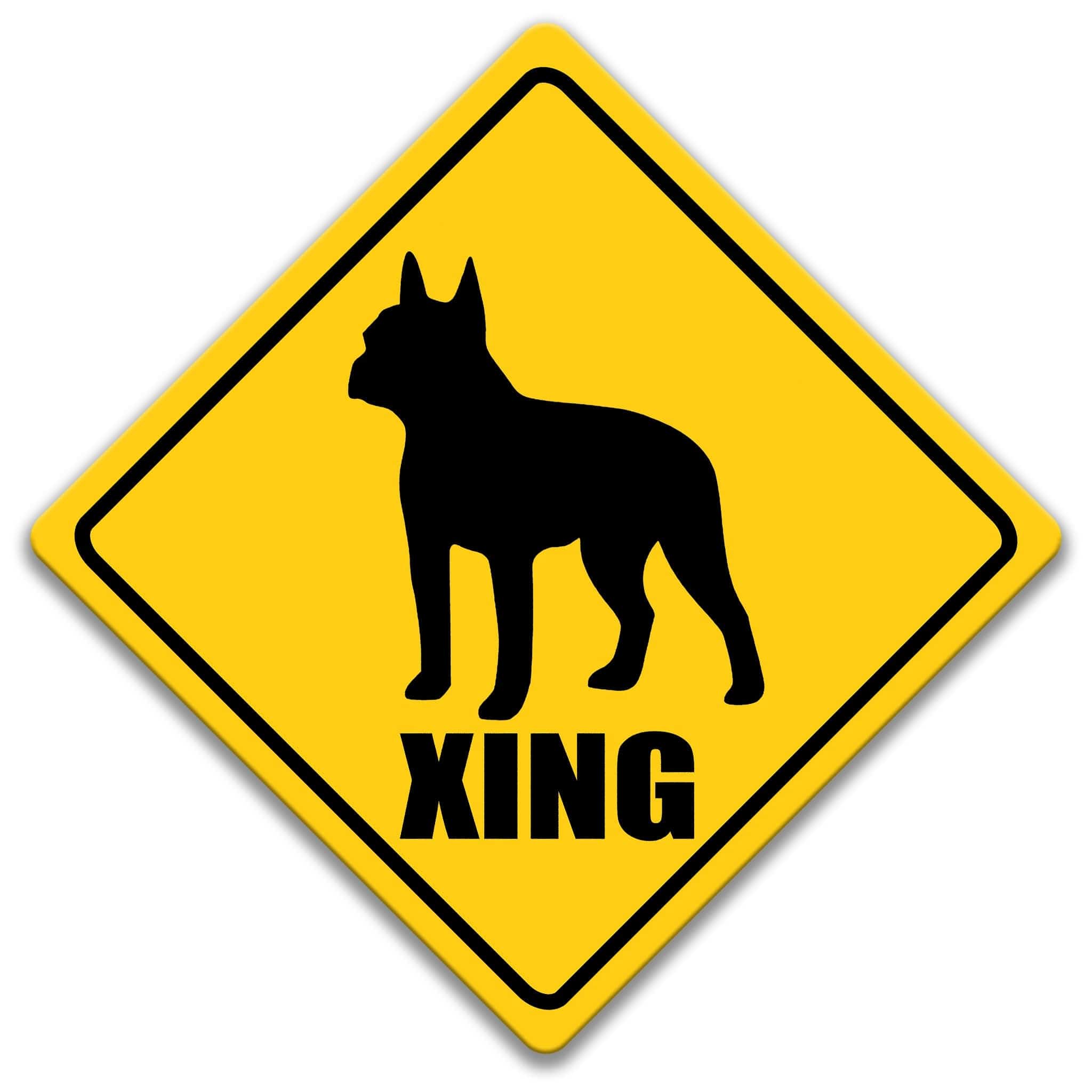 Boston Terrier Dog XING Caution Sign