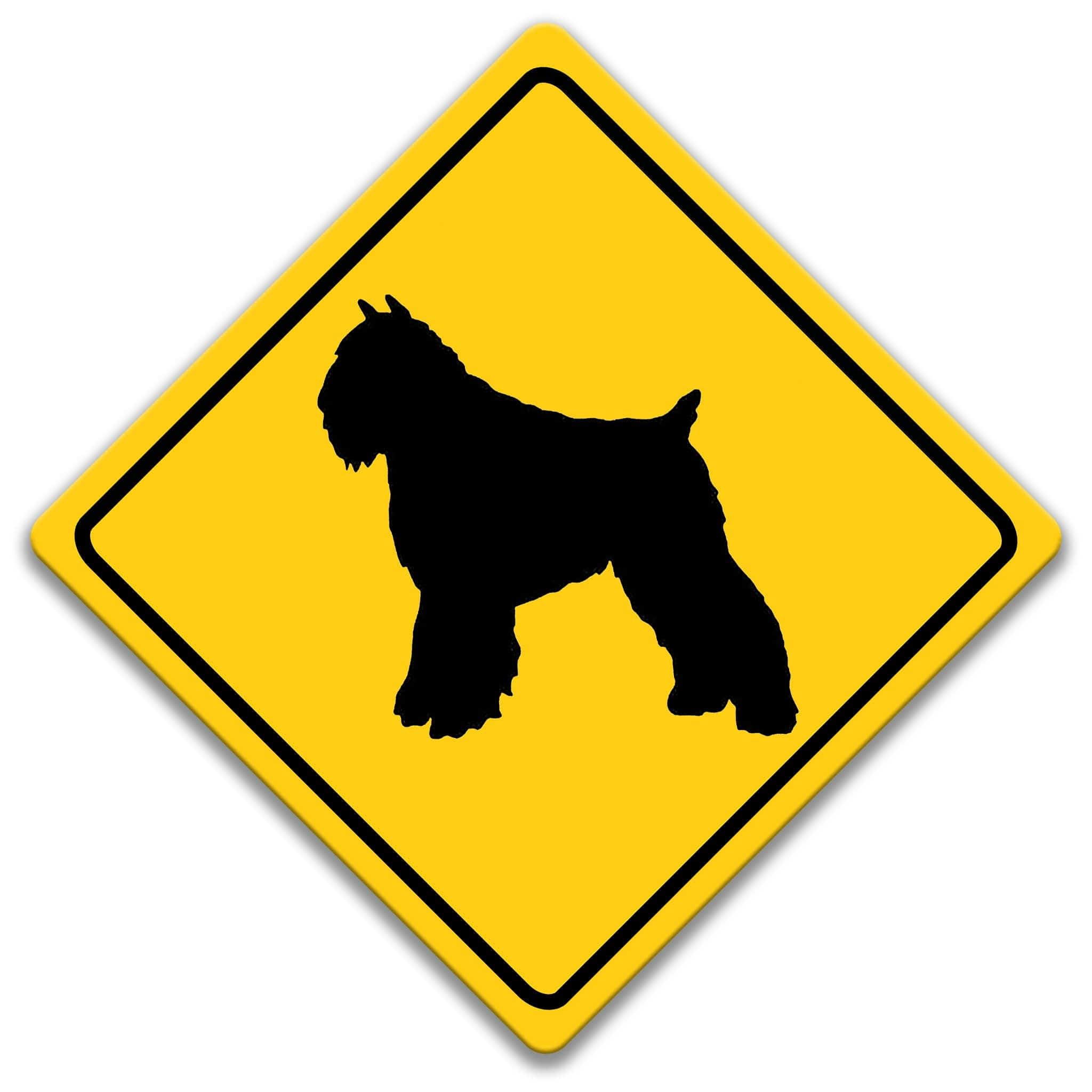 Bouvier Des Flandres Dog Crossing Caution Sign