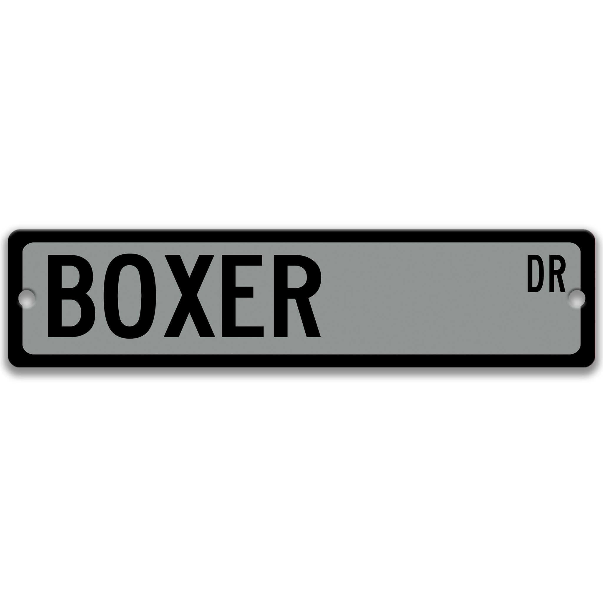 Boxer Dog Metal Street Sign