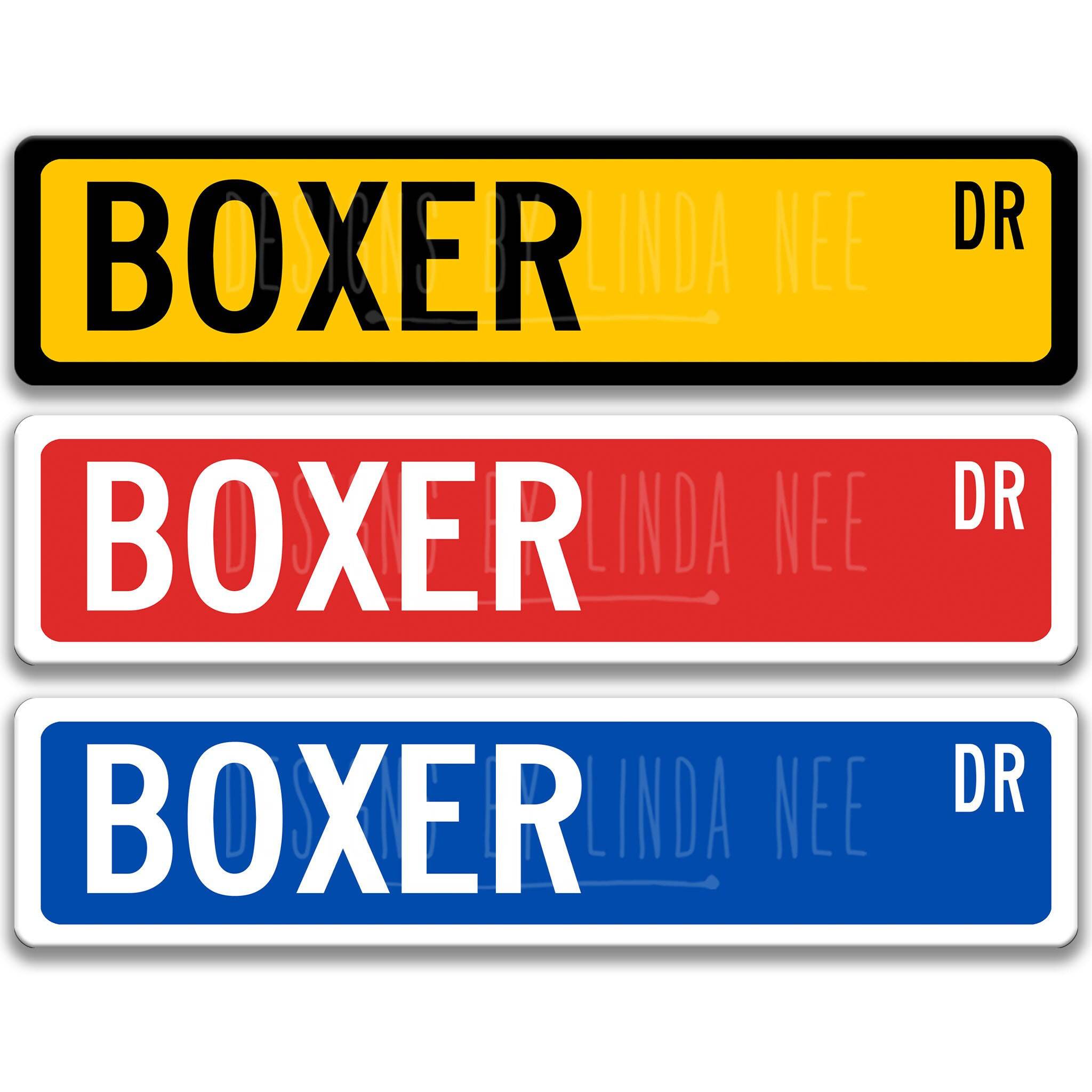 Boxer Dog Metal Street Sign