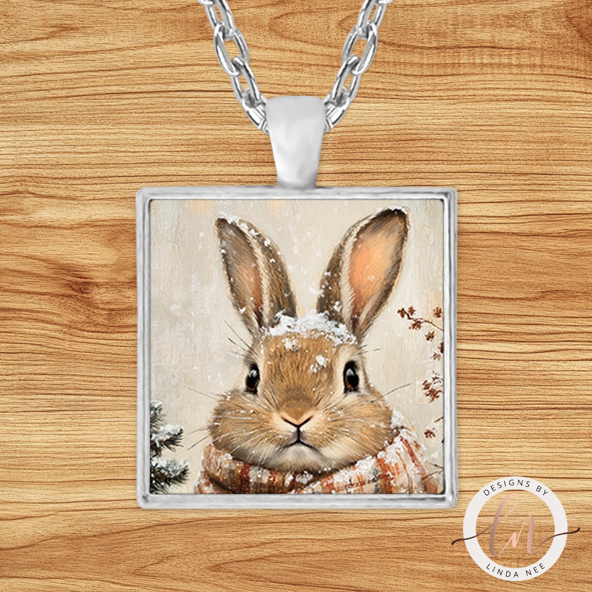 Bunny Necklace - Forest Animal Pendant Winter JewelryDesigns by Linda Nee