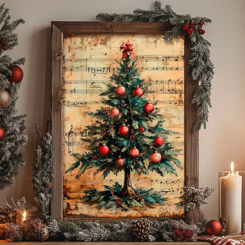 Vintage Christmas Sheet Music Wall Art Print - Available on Metal or Fine Art Paper - Designs by Linda Nee